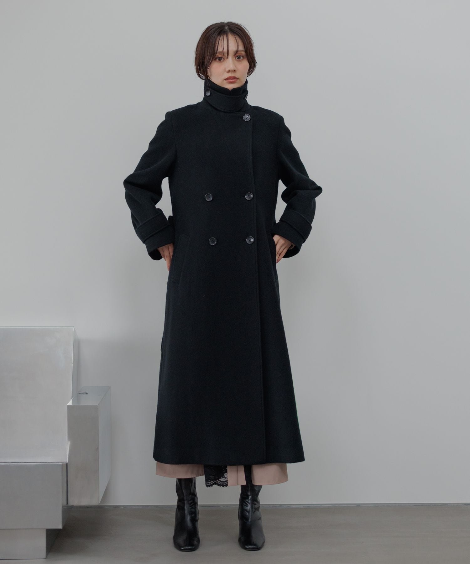 Andemiu｜メルトンウールスタンドロングコート | Rakuten Fashion(楽天