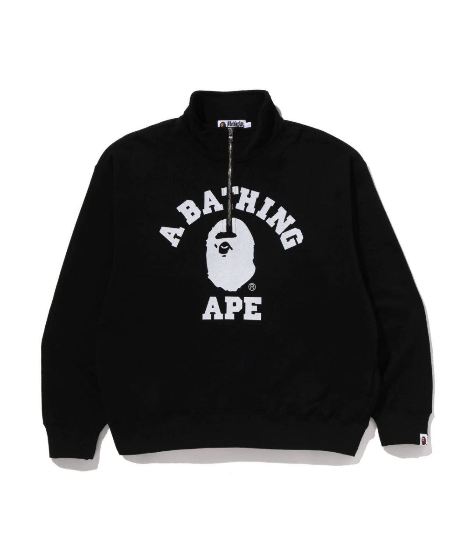 A BATHING APE｜COLLEGE HALF ZIP RELAXED FIT CREWNECK SWEATSHIRT