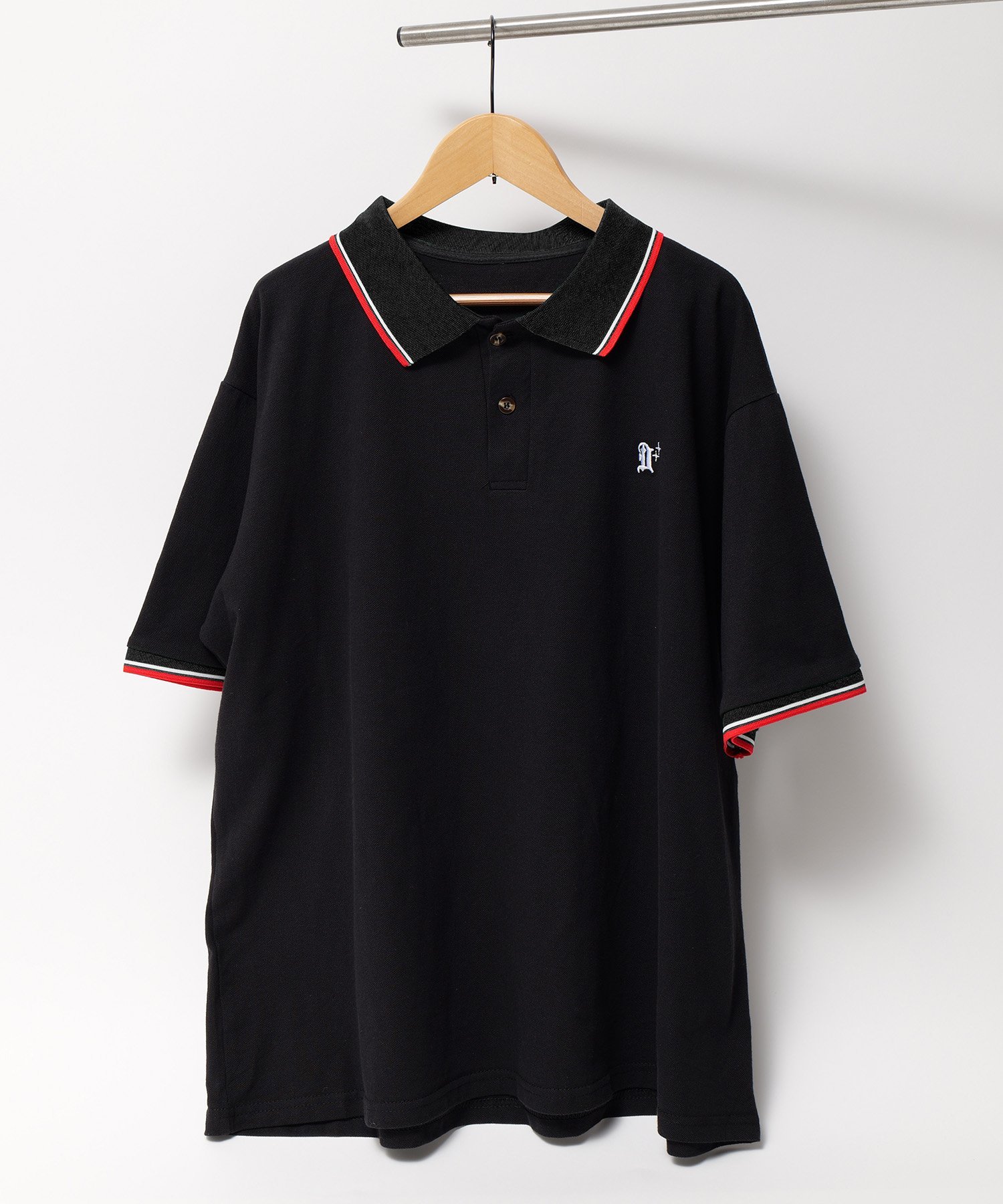 DEVICE｜ツインティップライン ワンポイント 刺繍 鹿の子 ポロシャツ