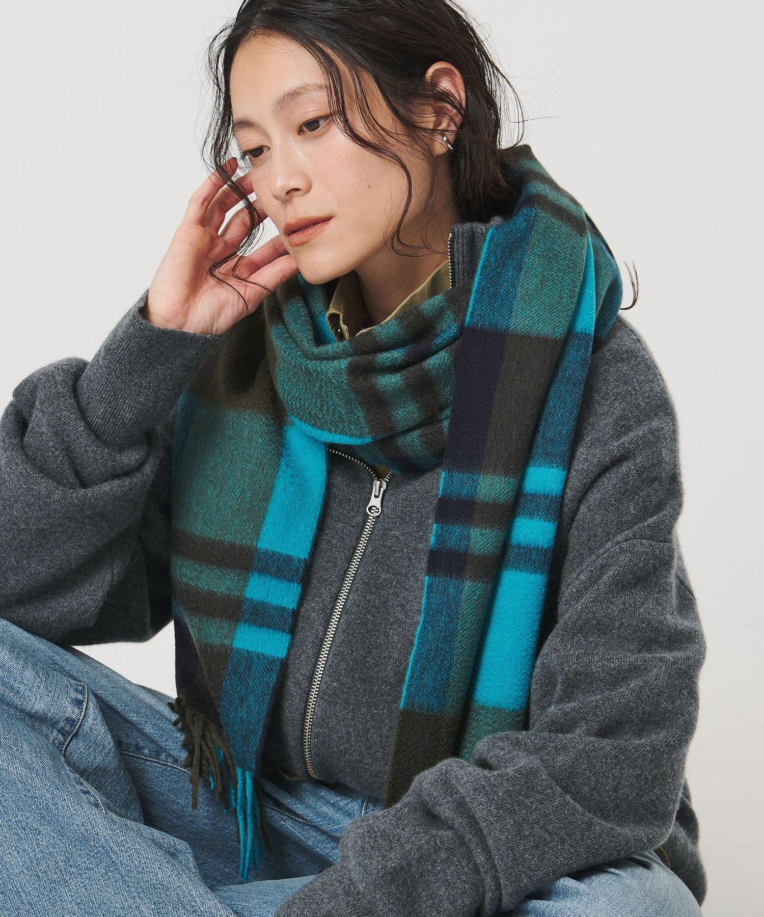 正規品BURBERRY カシミヤ マフラー 青緑チェック　最新タグ BURBERRY（バーバリー） 美品 マフラー チェック柄 カシミヤ100