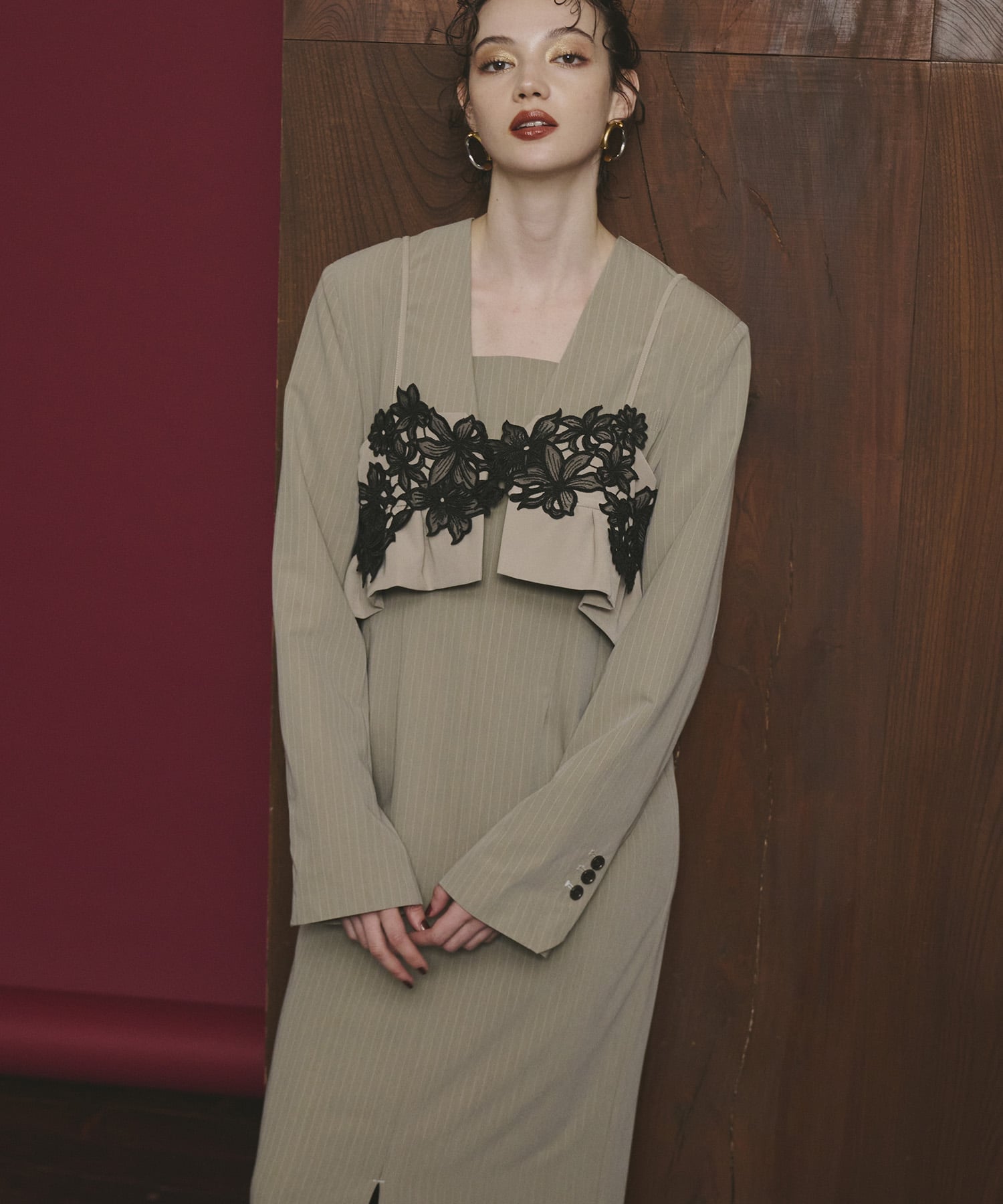 ANDRESD｜【2点セット】結婚式 ワンピースドレス ピンストライプ