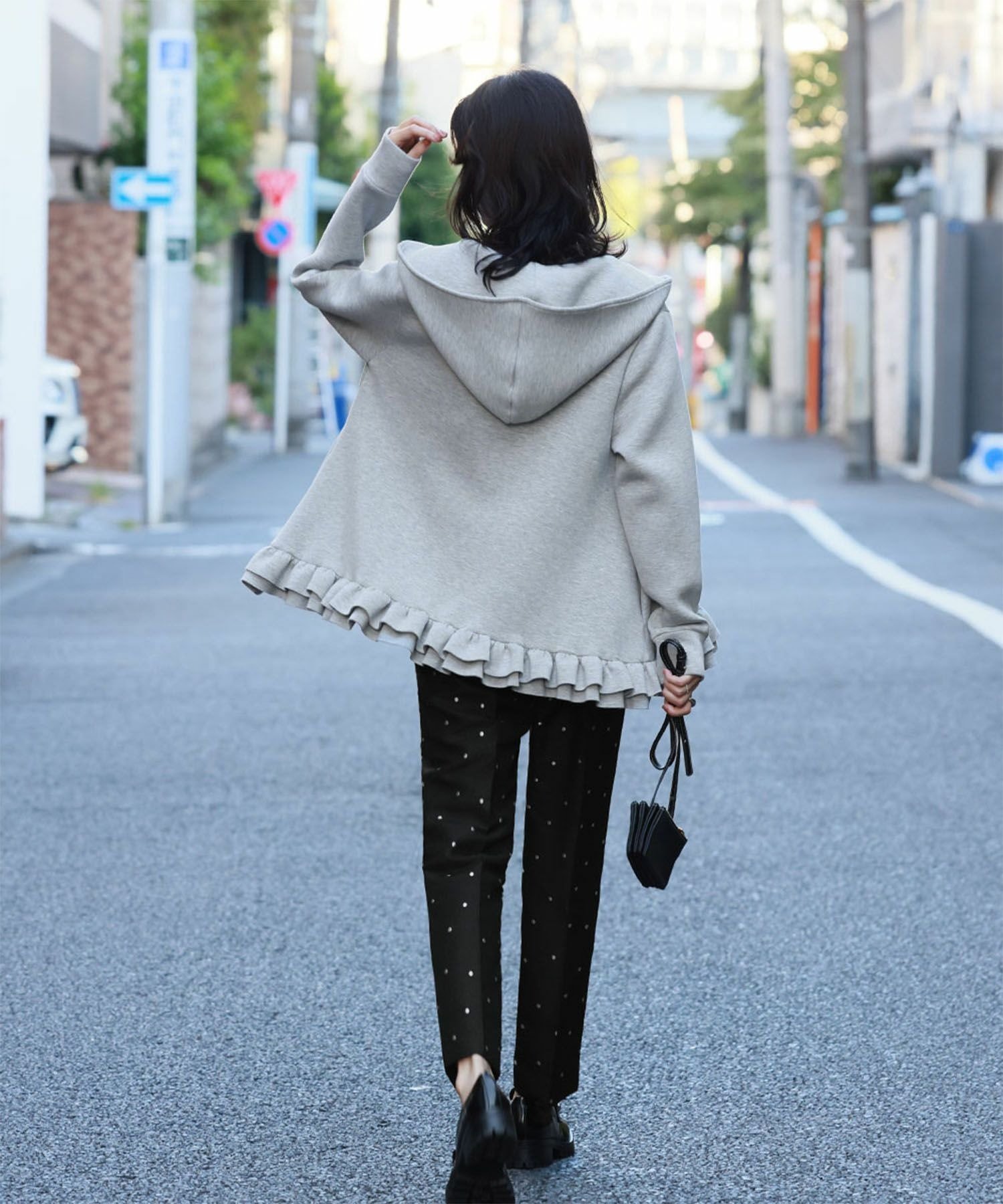 RIVER FIELD & Co.｜裾フリルダンボールニットジップパーカー【洗える