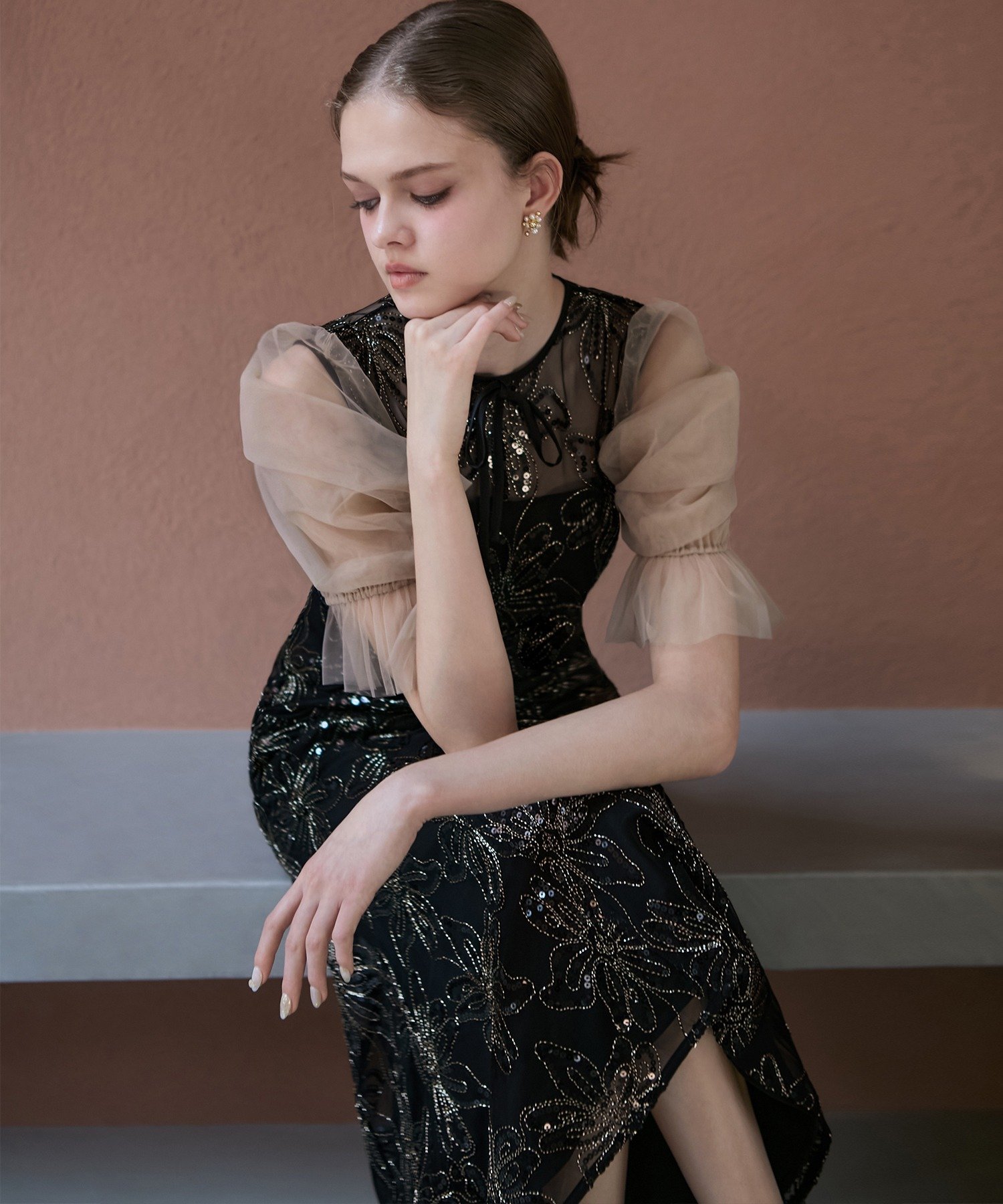 Leja｜Leja-パンコールフラワーリボンチュールワンピースドレス結婚式