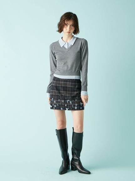 LILY BROWN｜[L.B CANDY STOCK]フラワービジューミニスカート