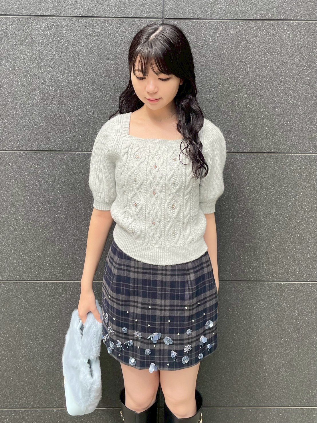 LILY BROWN｜[L.B CANDY STOCK]フラワービジューミニスカート