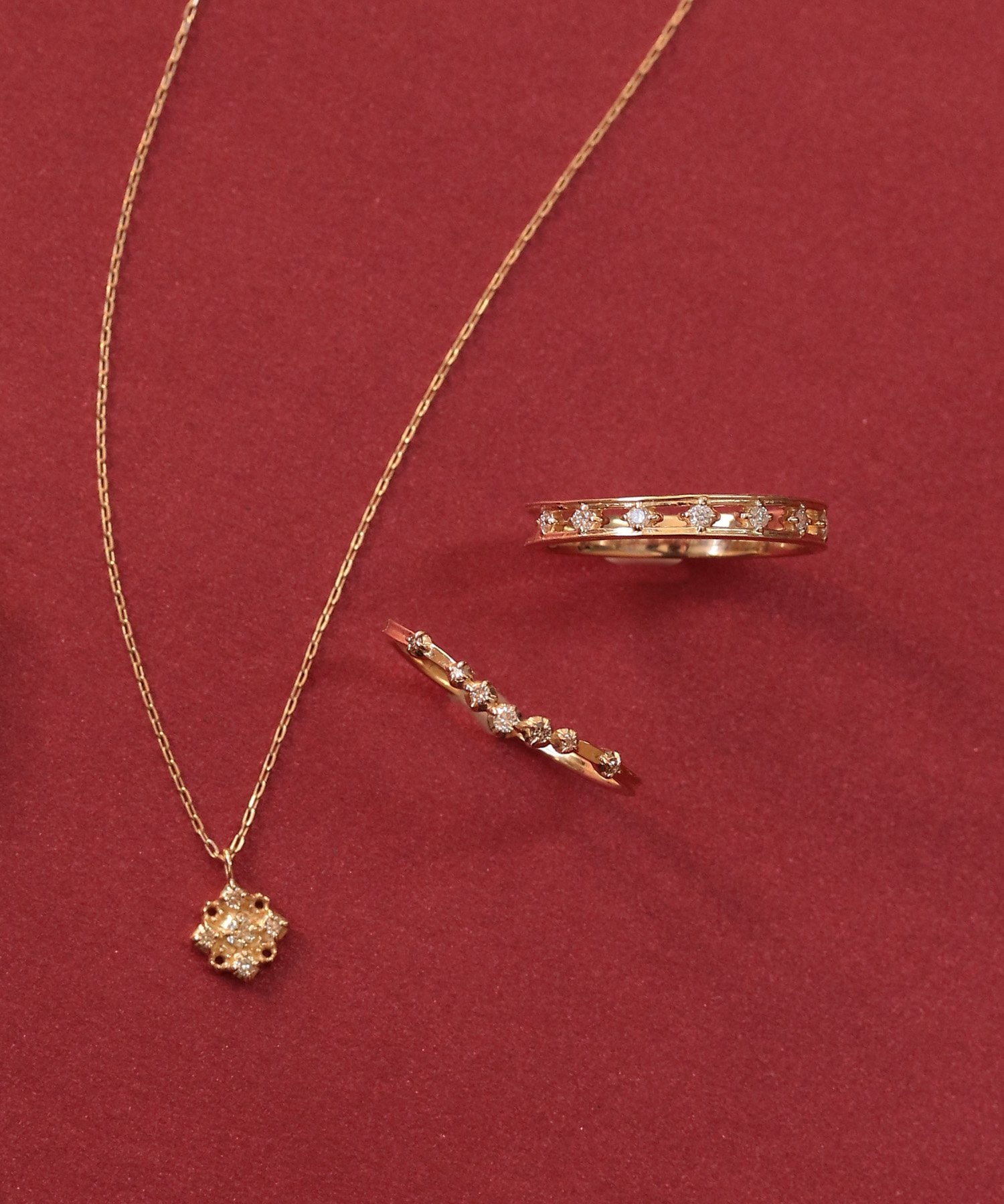 NOIR DE POUPEE｜le bois K10 ダイヤモンド透かしエタニティ リング