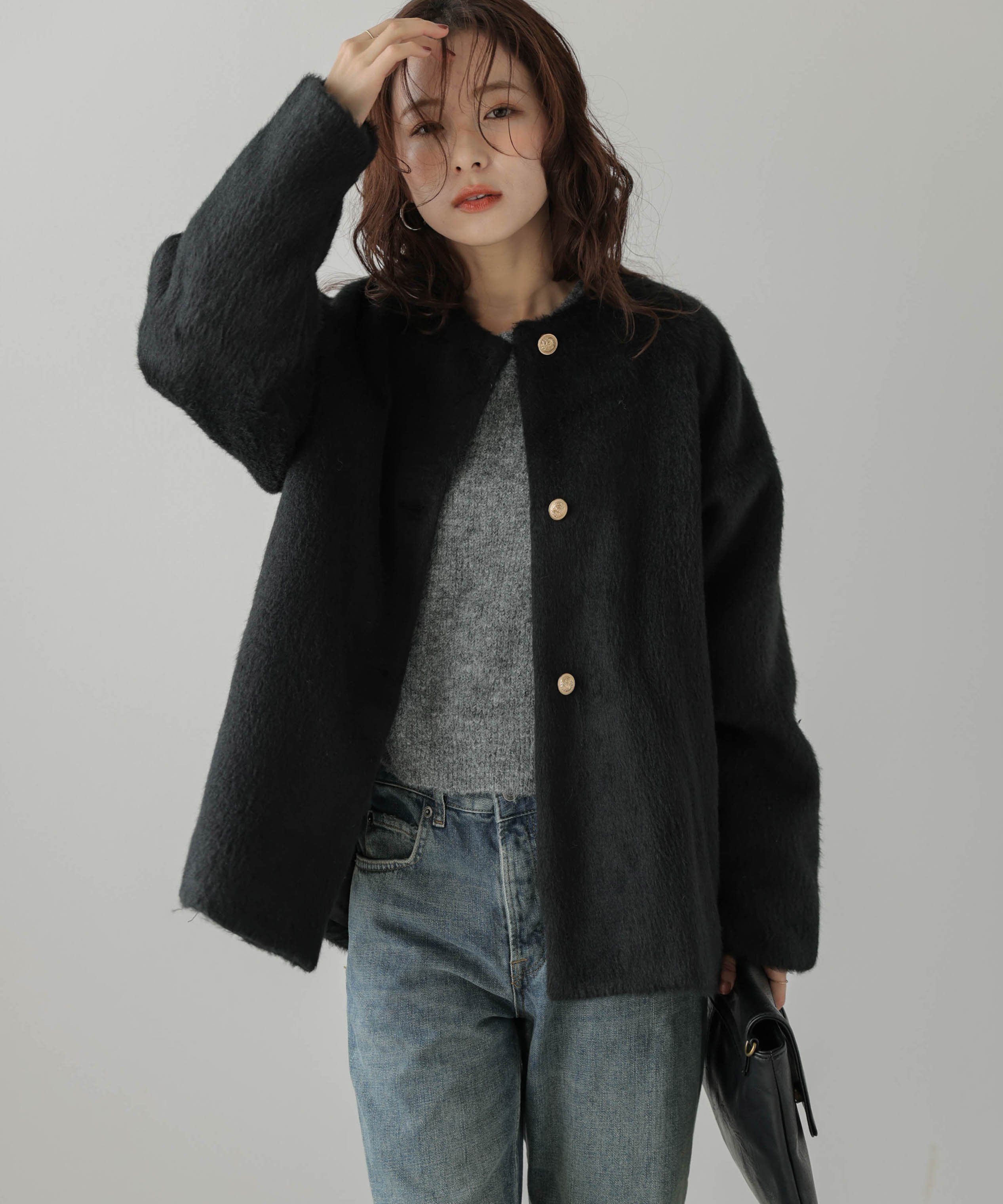 Lajour｜【日本製】シャギーハーフコート | Rakuten Fashion(楽天