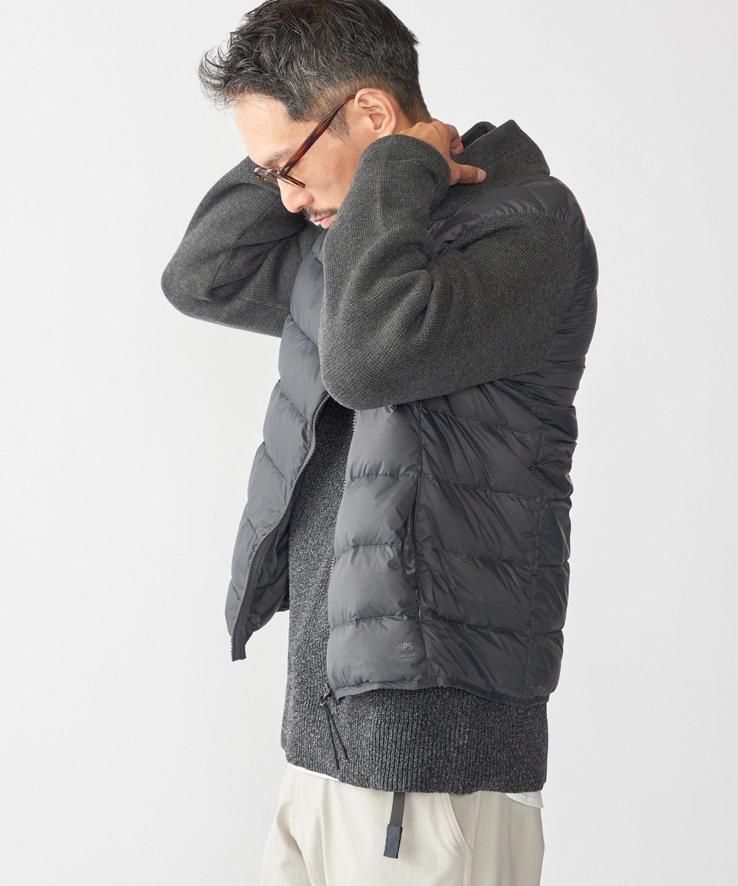 SHIPS別注　TAION　ハイネック ダブルジップ ニットスリーブダウン SHIPS（シップス） ダウンジャケット ダウン 「WEB限定/SHIPS別注