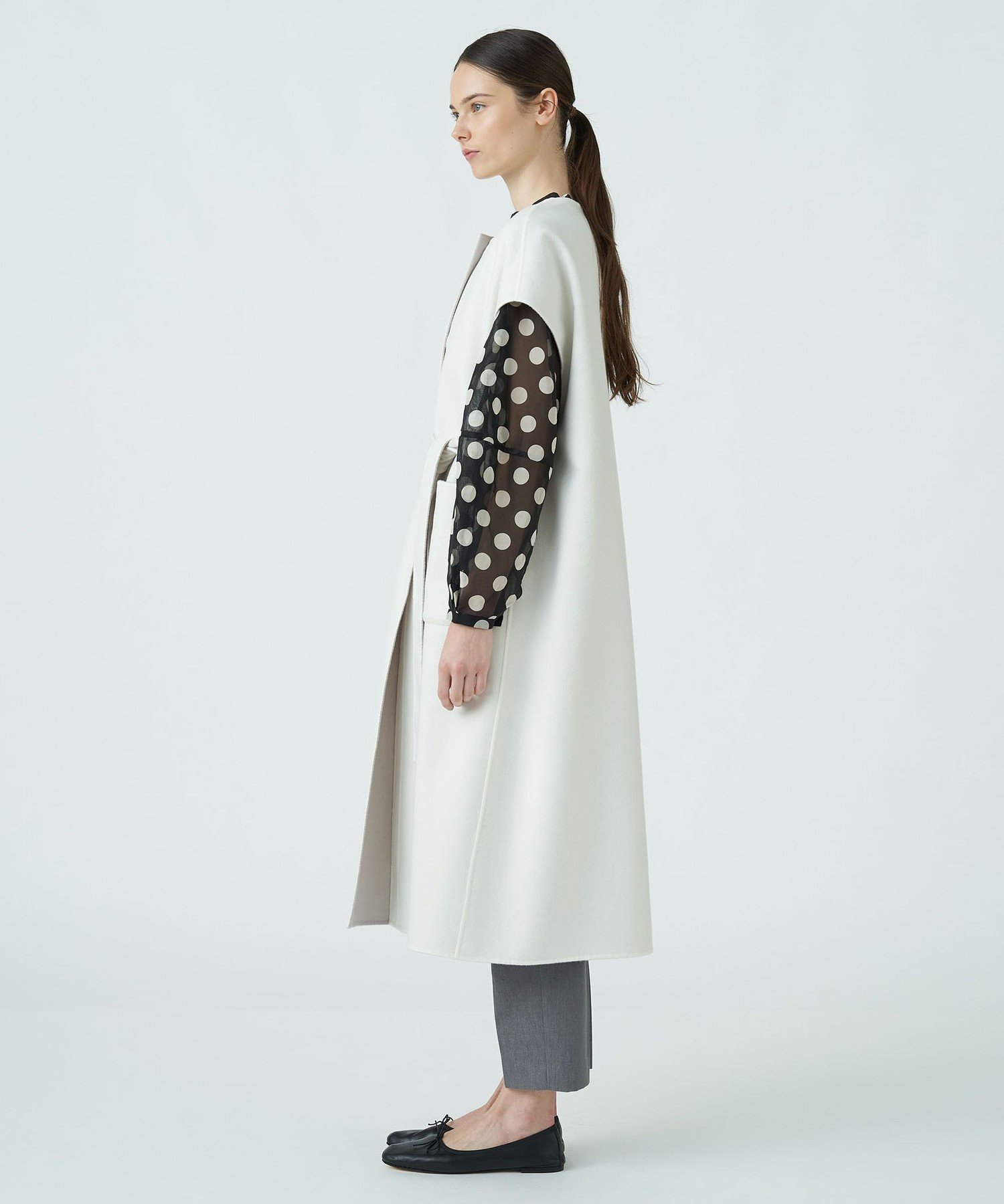 TOMORROWLAND｜ウールカシミヤライトリバー ベルテッドロングジレ