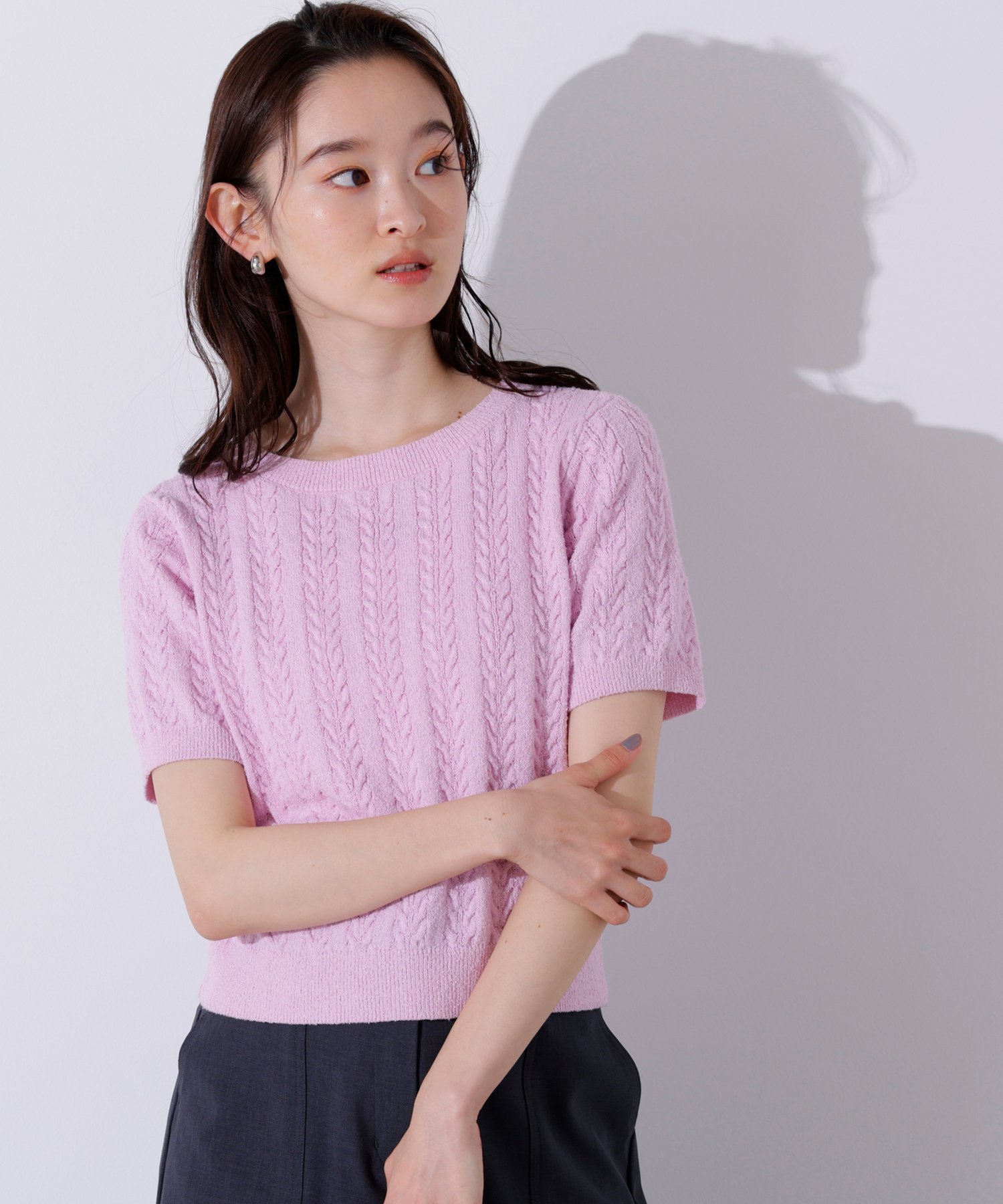 N. Natural Beauty Basic*｜ミニケーブル半袖ニット | Rakuten Fashion
