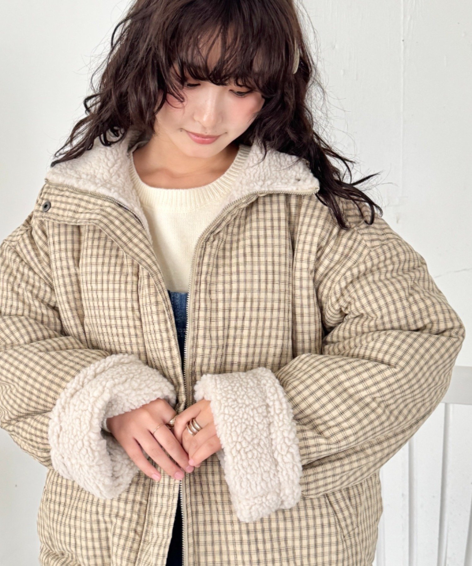 Outfitter lab｜チェックボアリバーシブルブルゾン | Rakuten Fashion