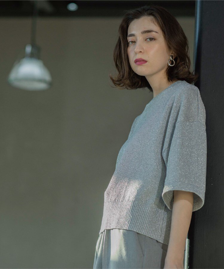 OPAQUE.CLIP｜ラメハーフスリーブトップス | Rakuten Fashion(楽天