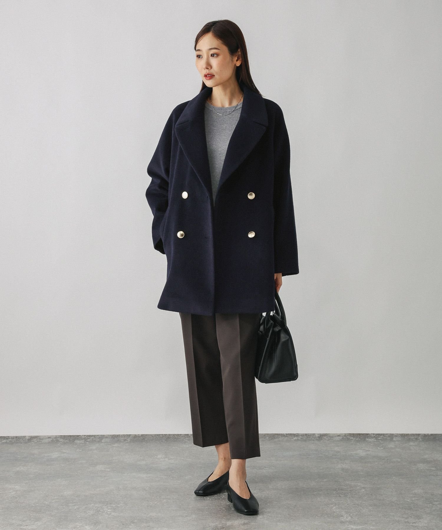 GLOBAL WORK｜軽やかストレッチ襟2WAYミドルコート/499658 | Rakuten