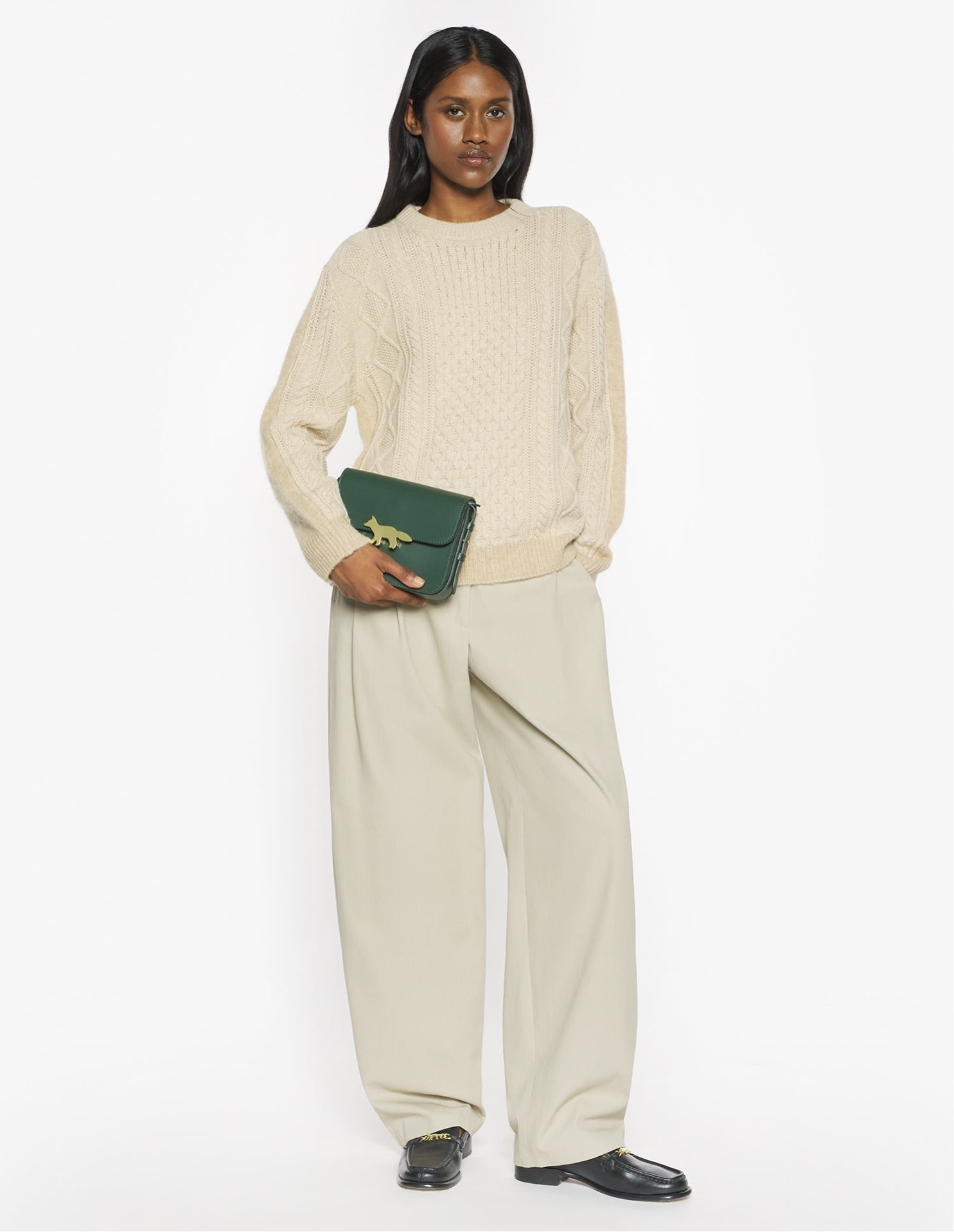 MAISON KITSUNE｜Maison Kitsune/(W)ALPACA CABLE KNIT JUMPER