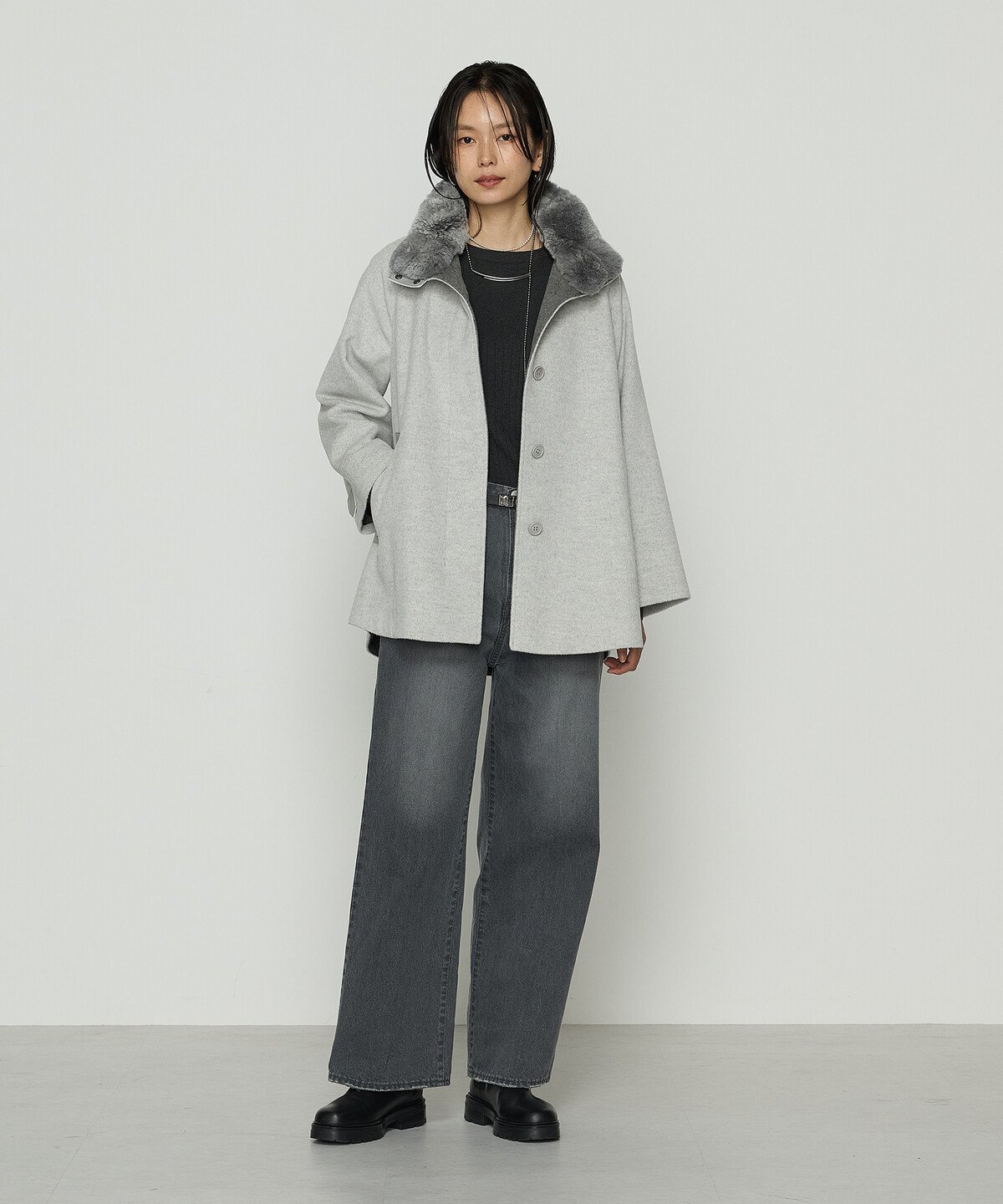 COMME CA｜[ TALLサイズ ] アンゴラウール ・Aラインショートコート