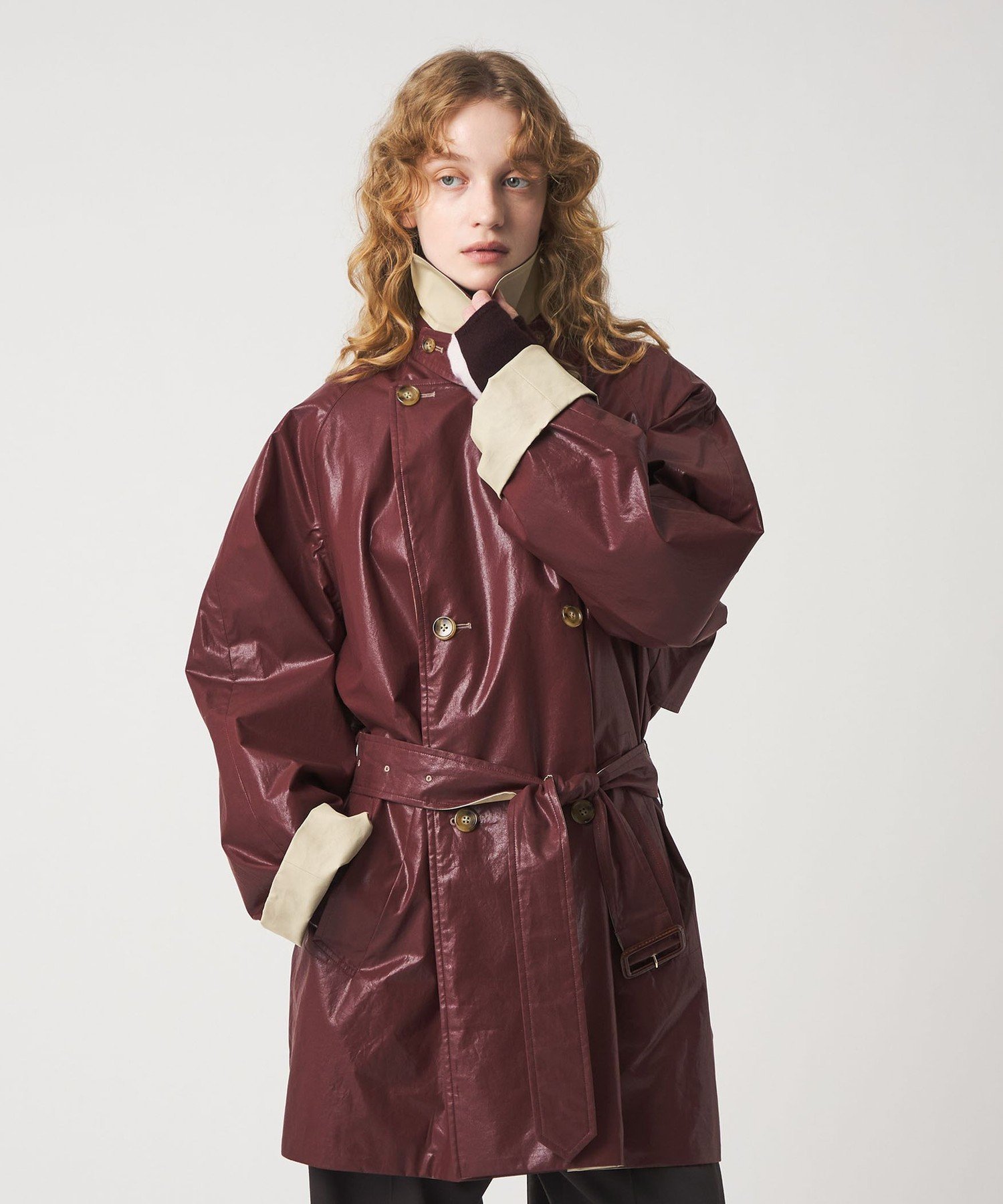 roku 6 リバーシブル ノーカラーコート 34 美品 6（ロク）の「＜6(ROKU)＞REVERSIBLE SEWING NO COLLAR COAT/コート