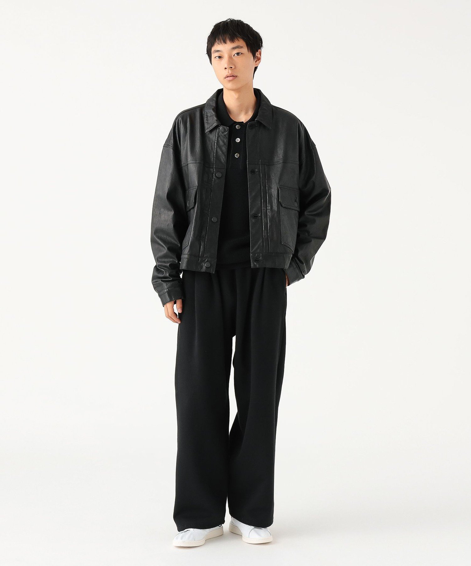 BEAMS MEN｜ワイドショートフィット シープレザー ジャケット