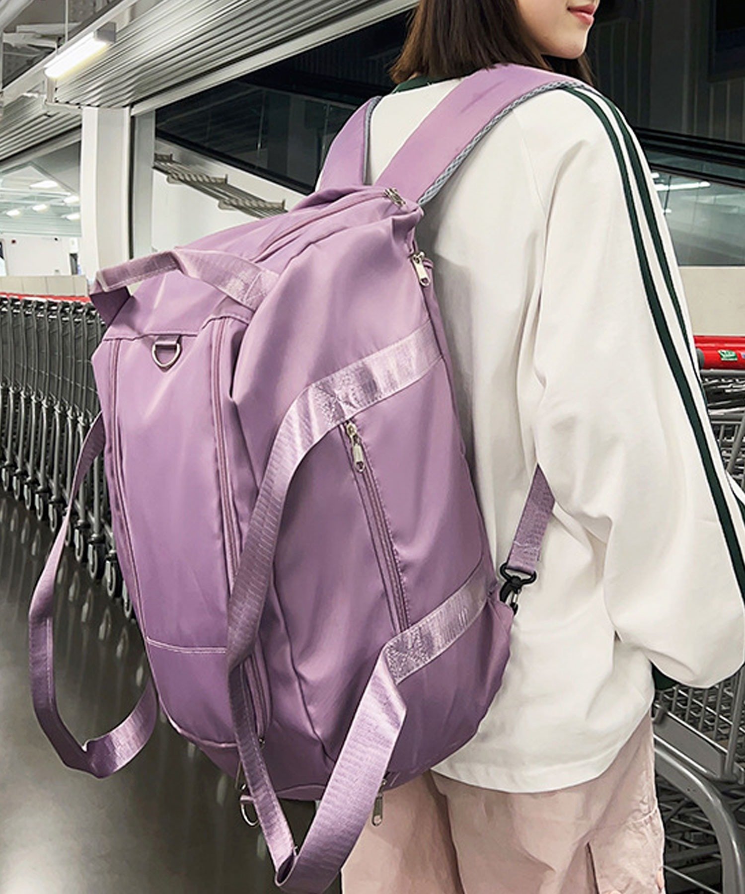 florist｜大容量/2WAY/ナイロン無地リュック型ボストンバッグ