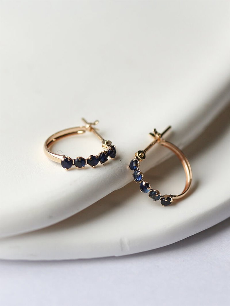 cui-cui｜サファイア スナップ フープ ピアス | K10YG | Rakuten