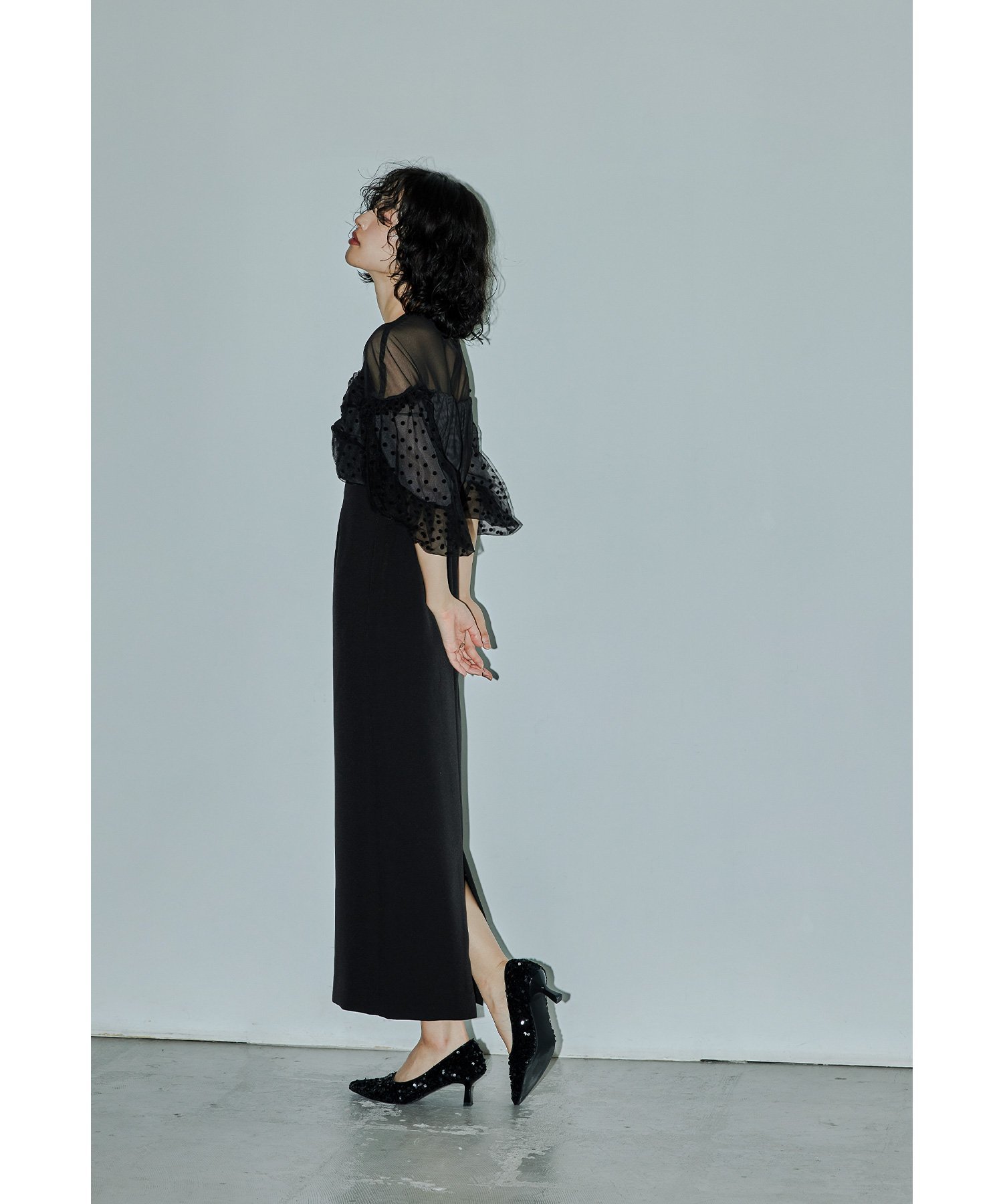 bflat｜フロッキードットワンピース パーティードレス オケージョン