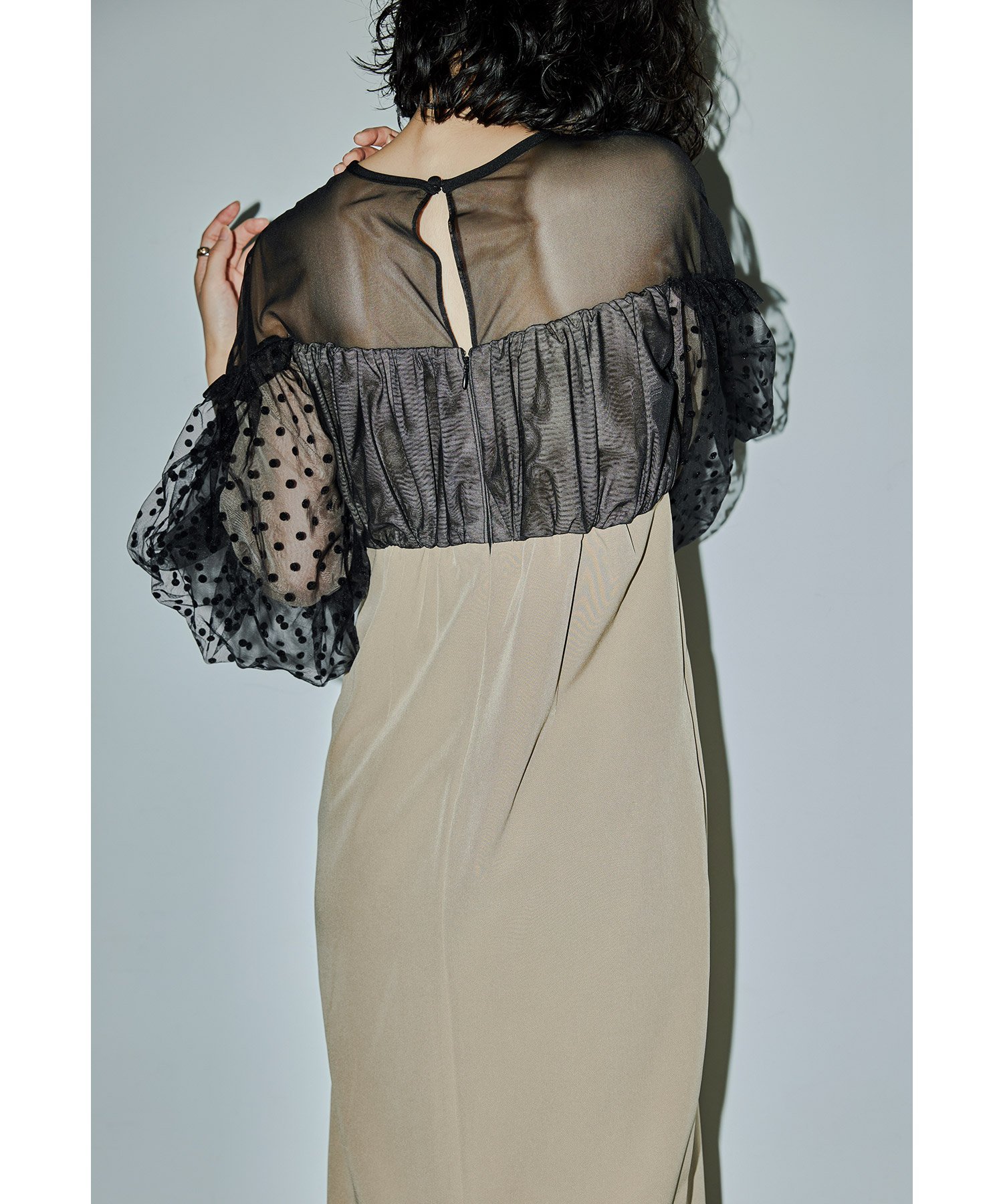 bflat｜フロッキードットワンピース パーティードレス オケージョン