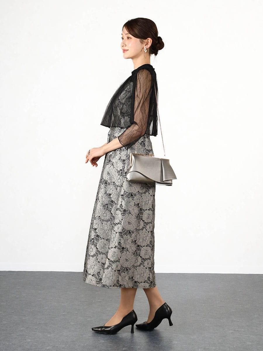 Vin｜フラワージャガードチュールレイヤードドレス | Rakuten Fashion