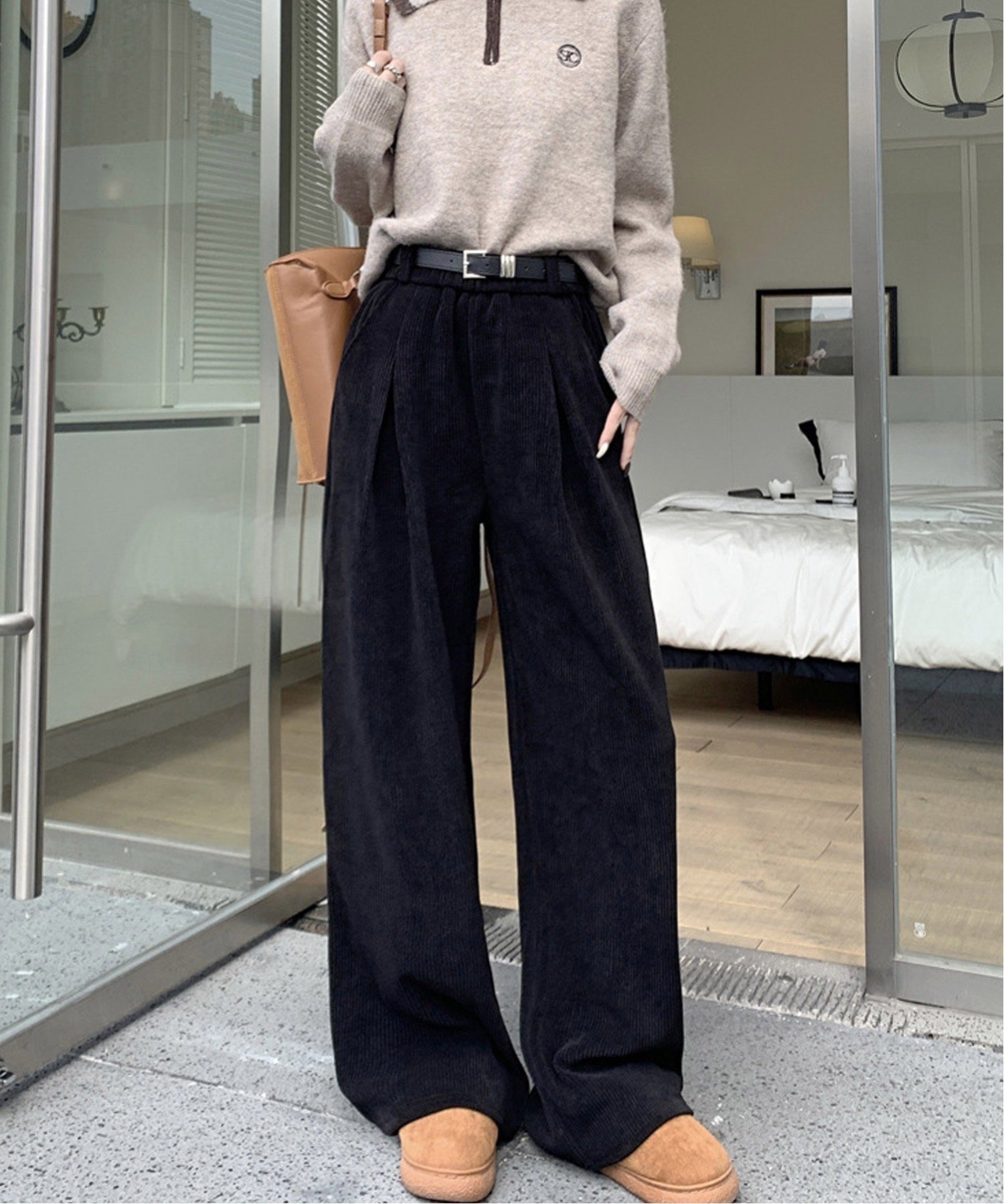 CERCA｜MEMECLE/(W)コーデュロイワイドタックパンツ | Rakuten Fashion