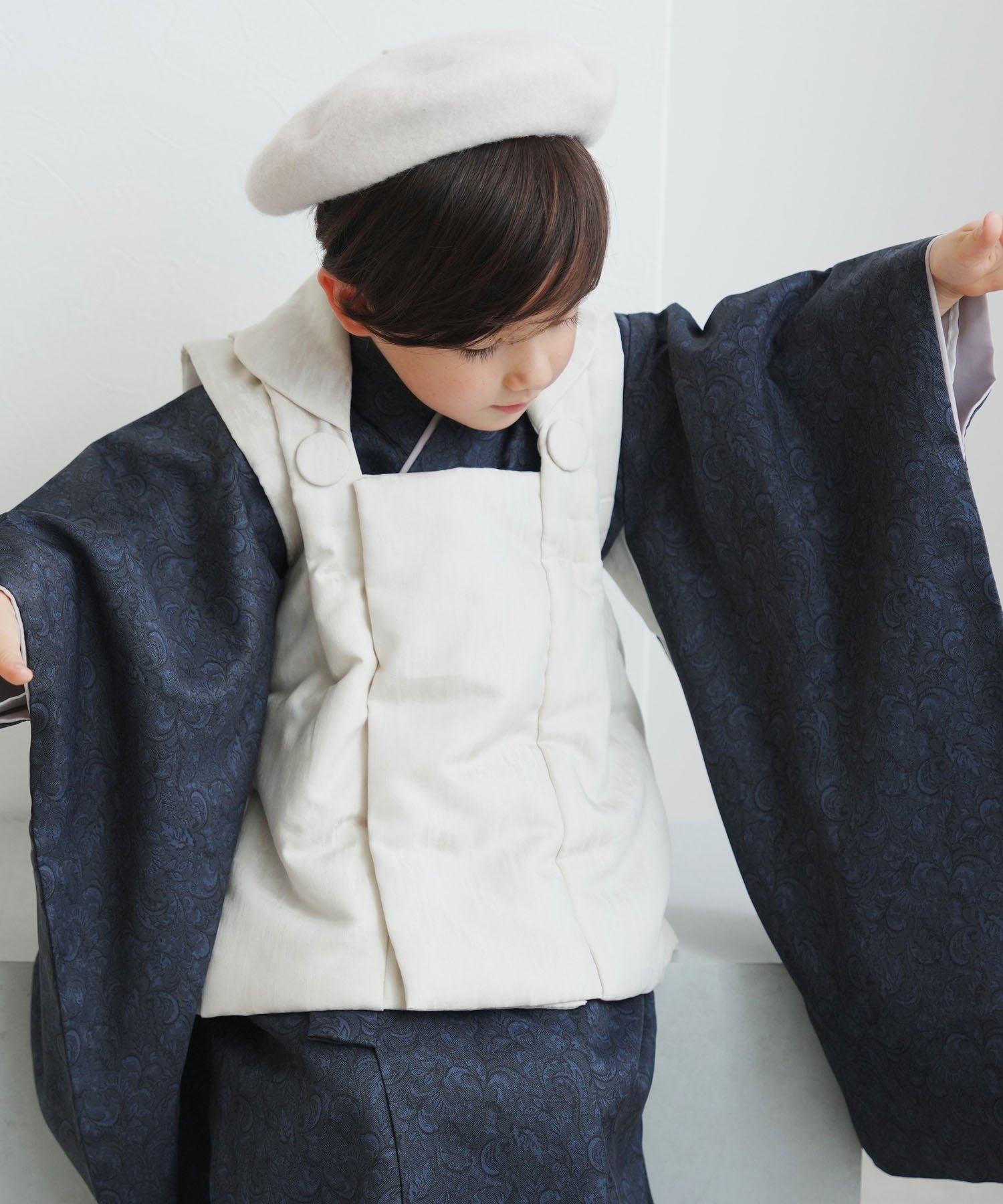 utatane｜ひよこ商店 七五三 着物 3歳 男の子 被布フルセット 象牙色