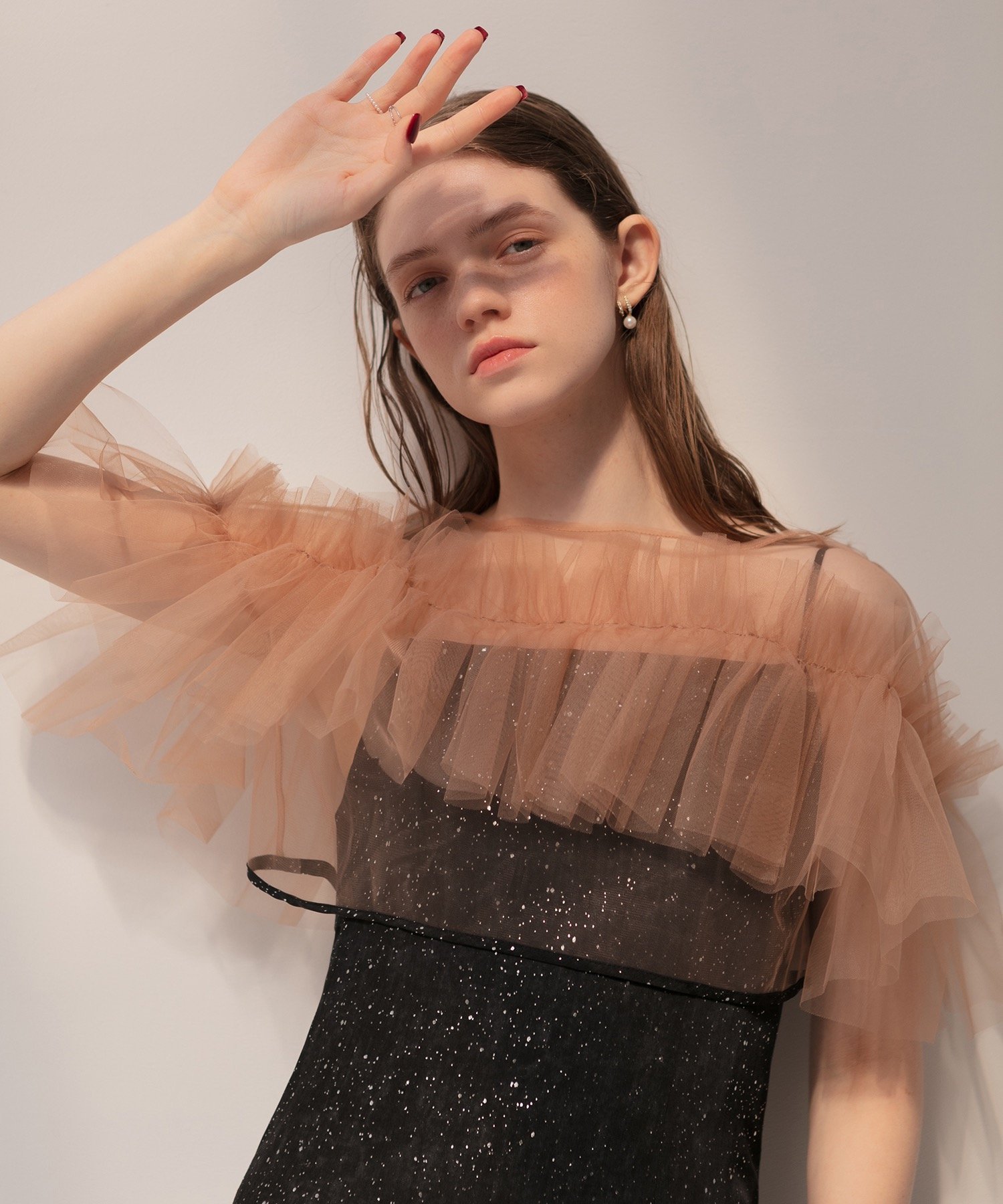 Leja｜LEJA-チュールフリルボレロペイントマーメイドワンピースドレス