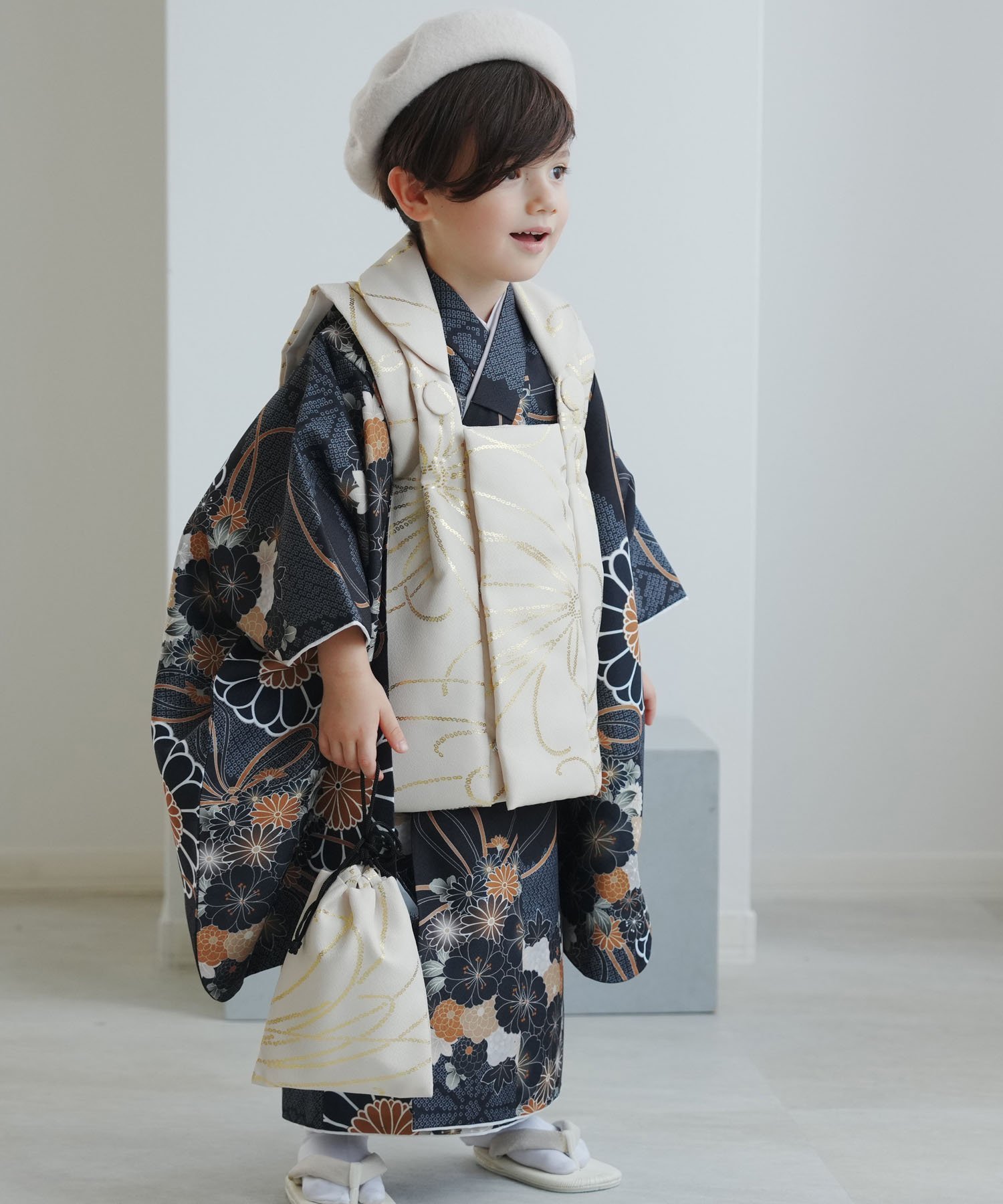 utatane｜ひよこ商店 七五三 着物 3歳 男の子 被布フルセット ベージュ
