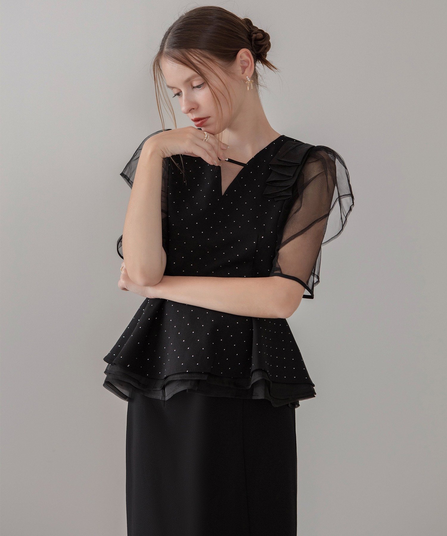 Leja｜Leja-ドットストーンチュールペプラムセパレートIラインドレス