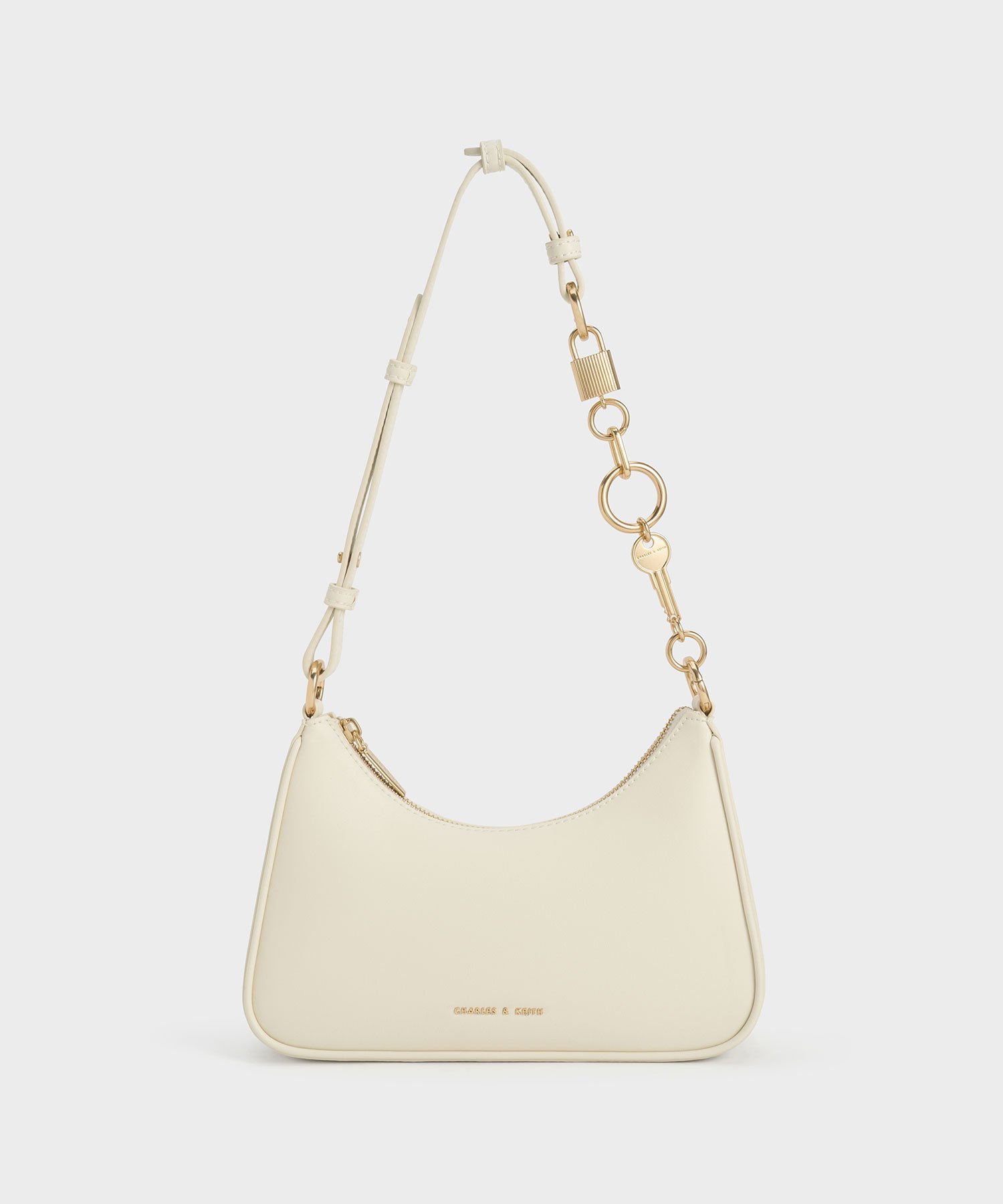 CHARLES & KEITH｜ロック&キーチェーン ハンドルトラペーズバッグ