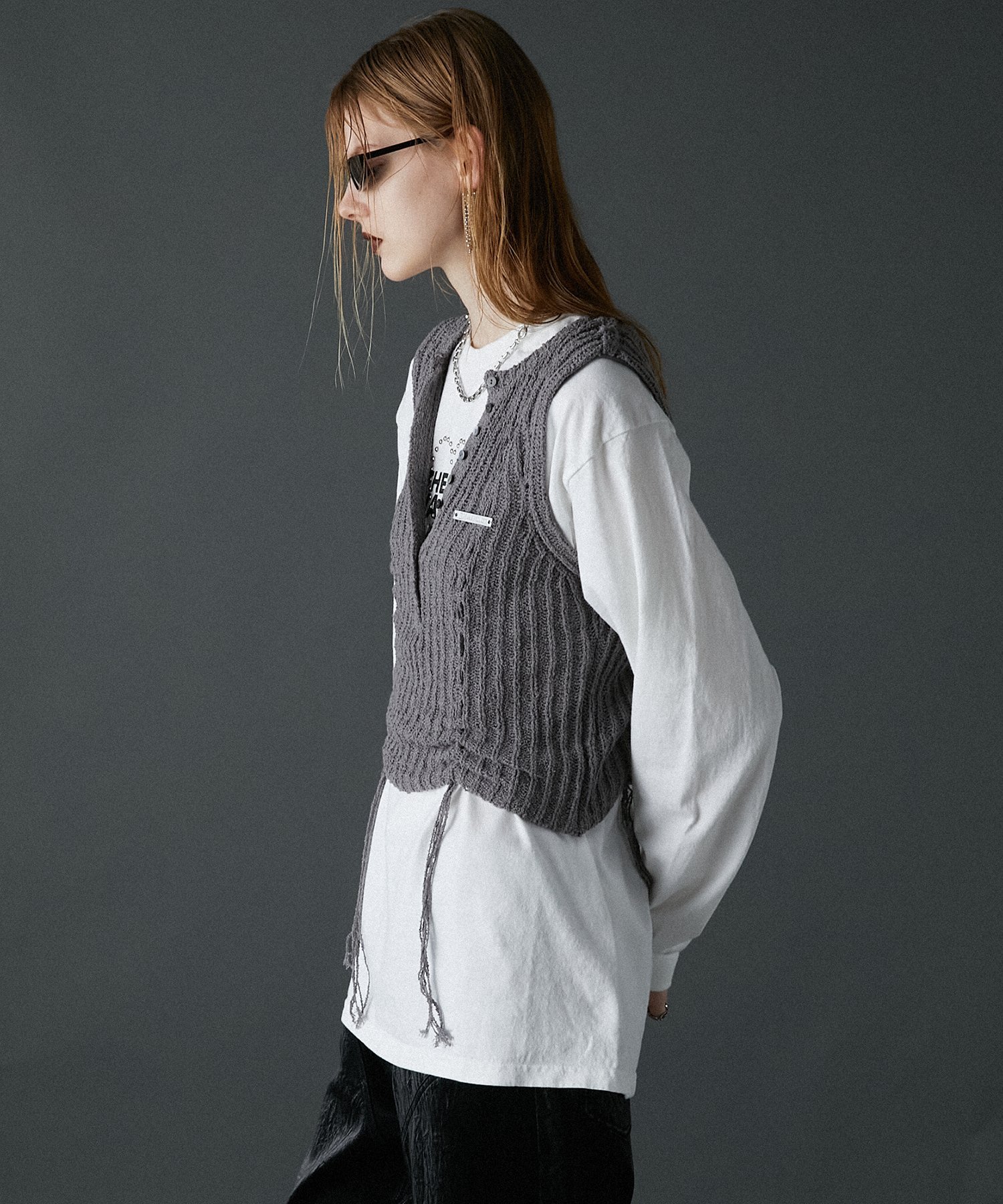 PRANK PROJECT｜ヘンリーブークレーニットタンク / Henley Boucle Knit