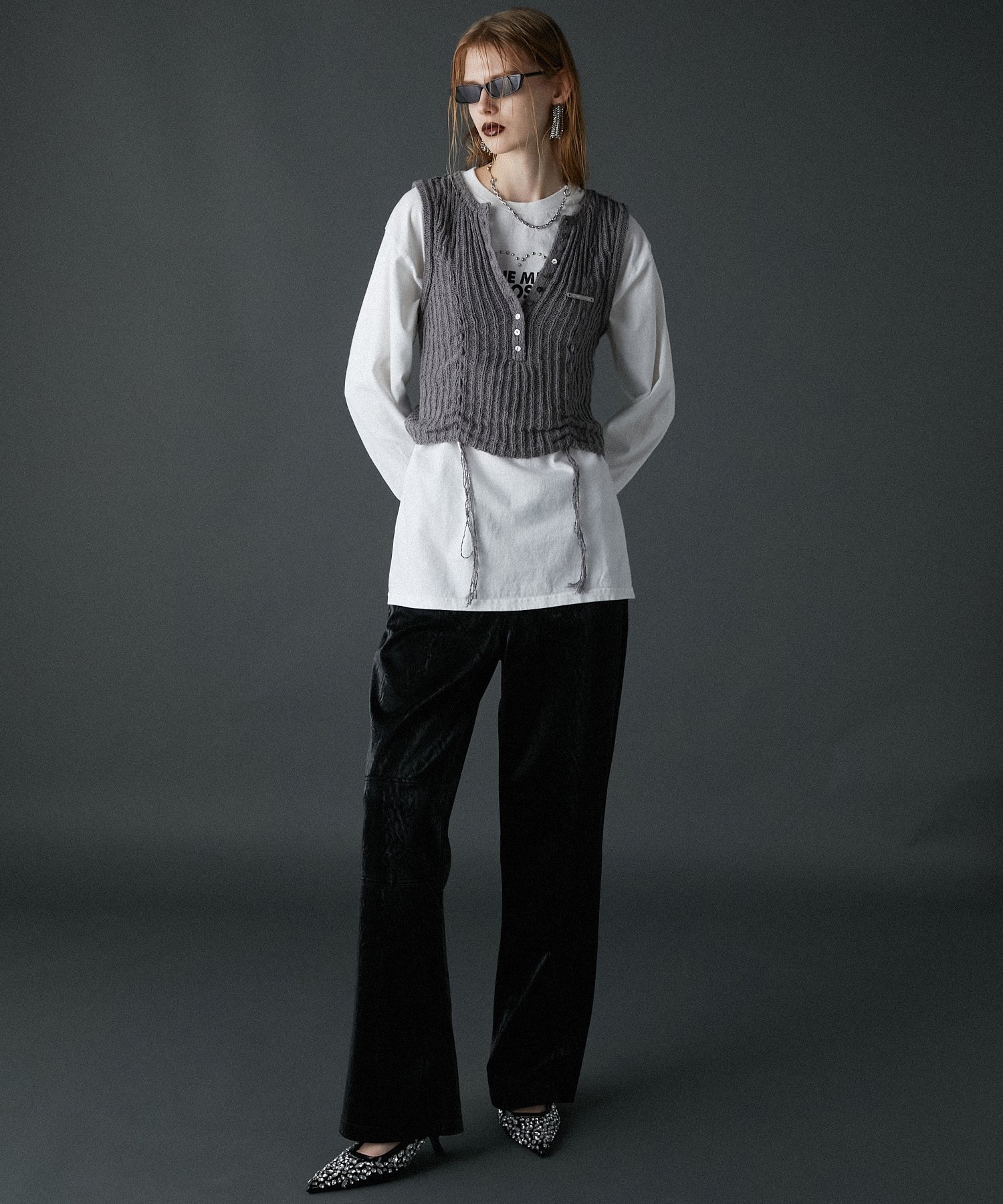 PRANK PROJECT｜ヘンリーブークレーニットタンク / Henley Boucle Knit