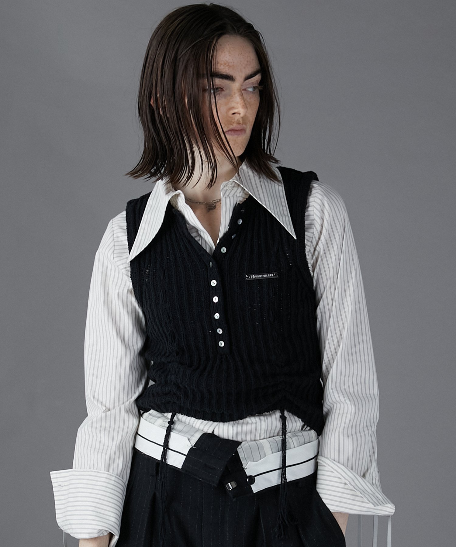 PRANK PROJECT｜ヘンリーブークレーニットタンク / Henley Boucle Knit