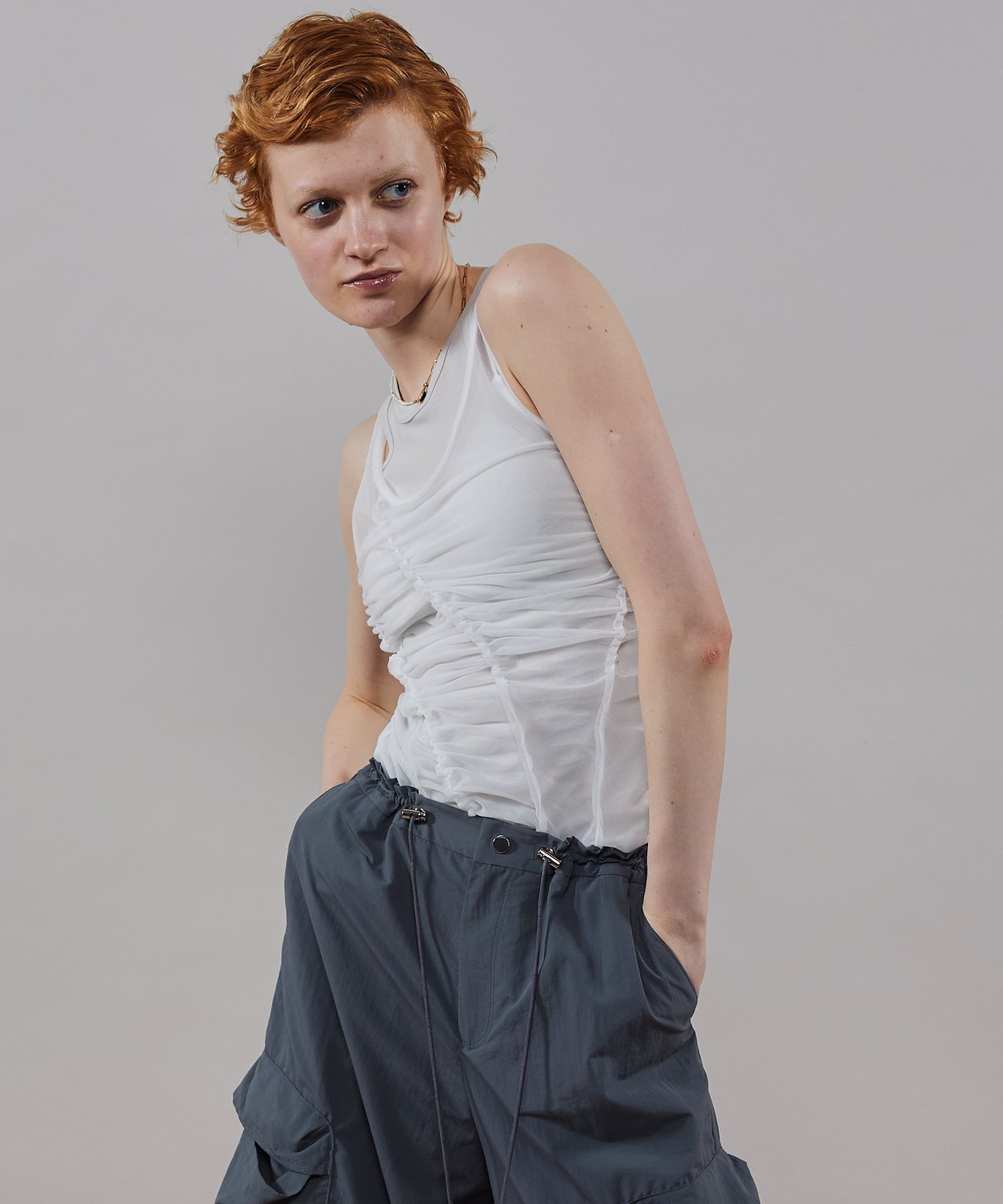 MAISON SPECIAL｜Sheer Drape layered Tank Top | Rakuten Fashion