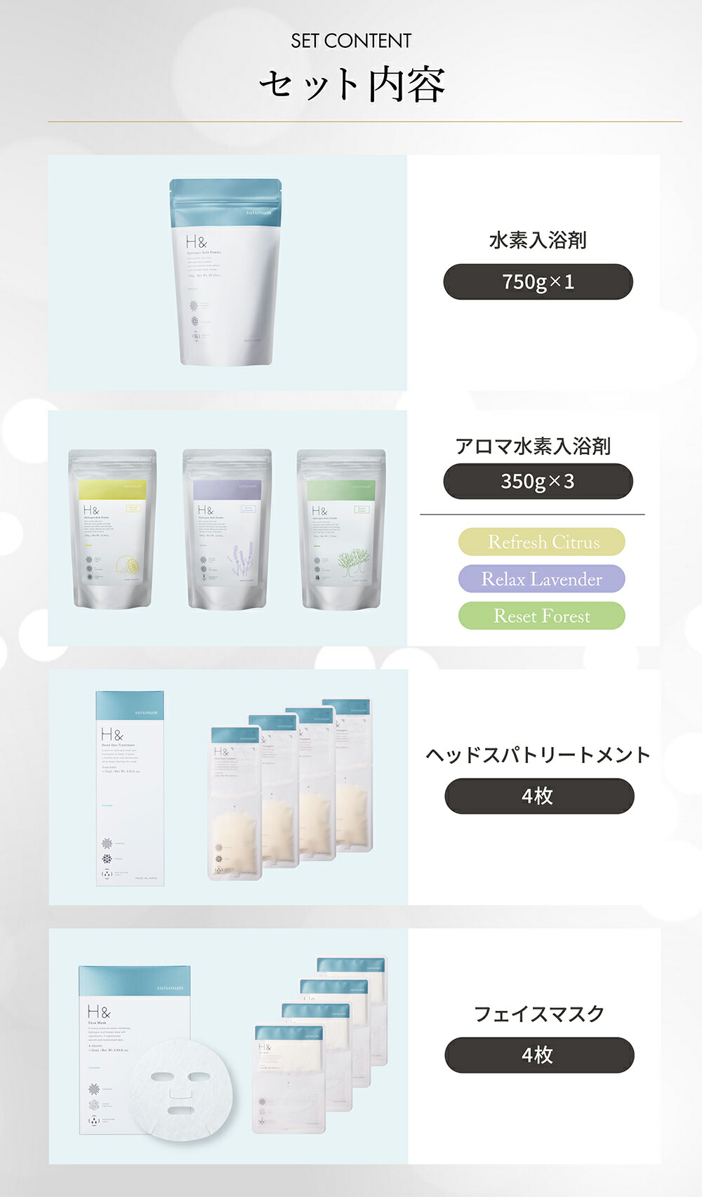 楽天市場】H＆ 〔アッシュアンド〕 アソートセット 水素美容セット