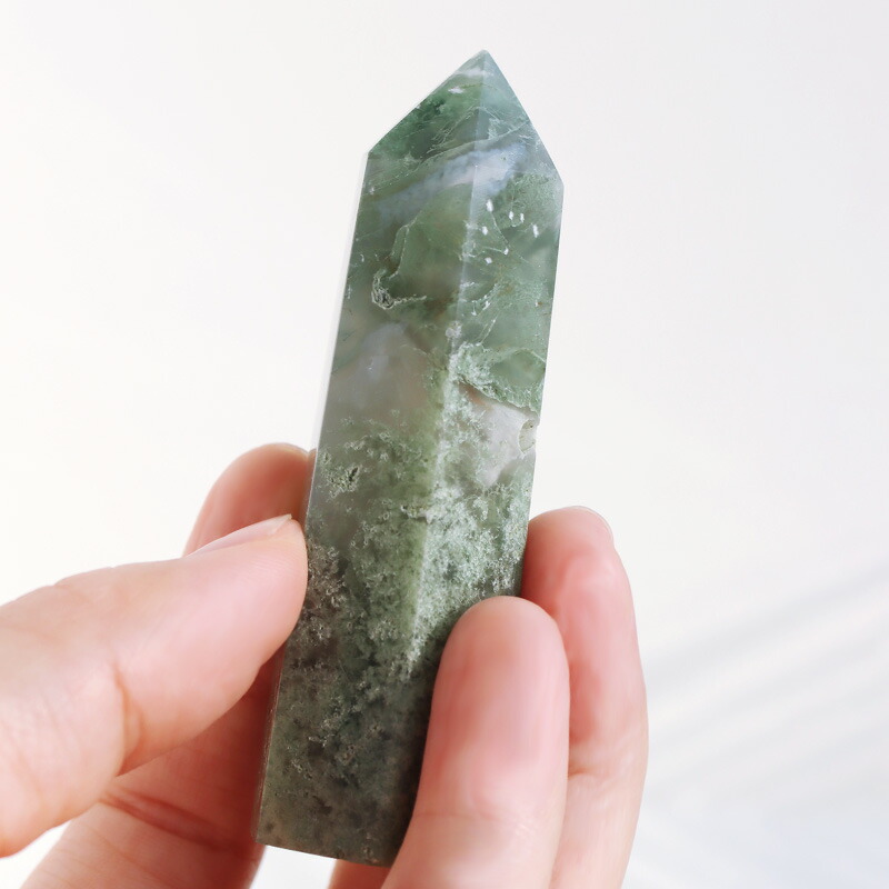 楽天市場】天然石 モスアゲート ポイント 六角柱 ストーン インテリア