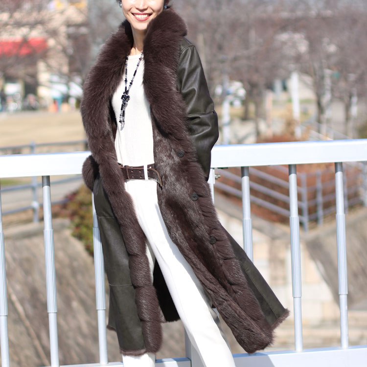 楽天市場】ラビット ダブルフェイス ロングコート フォックス