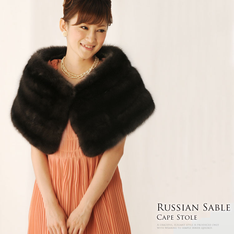 楽天市場】ロシアン セーブル ケープ ストール 毛皮 レディース ファー
