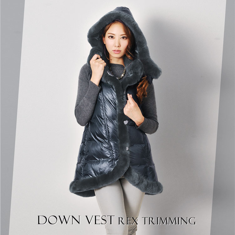 楽天市場】ダウン ロング ベスト レディース フード付き レッキス