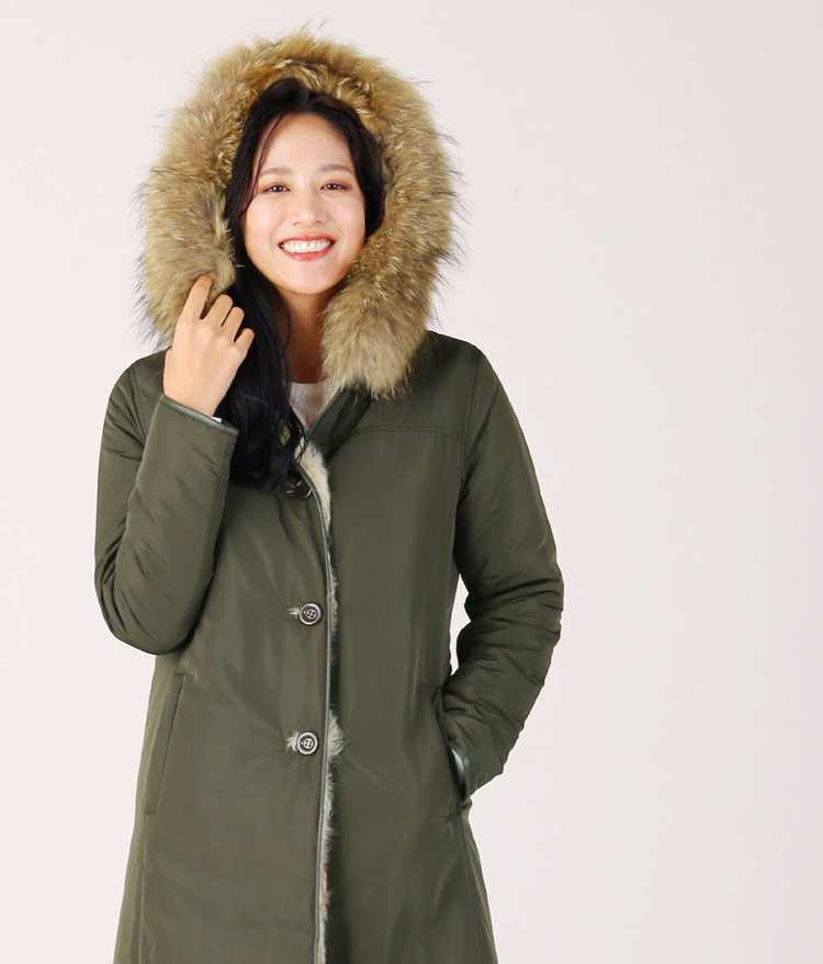 楽天市場】レディース モッズコート ラクーンファー トリミング フード