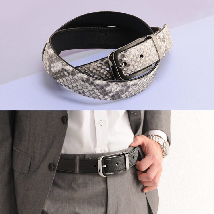 楽天市場】【5%オフクーポン】パイソン ベルト メンズ 本革 バックル