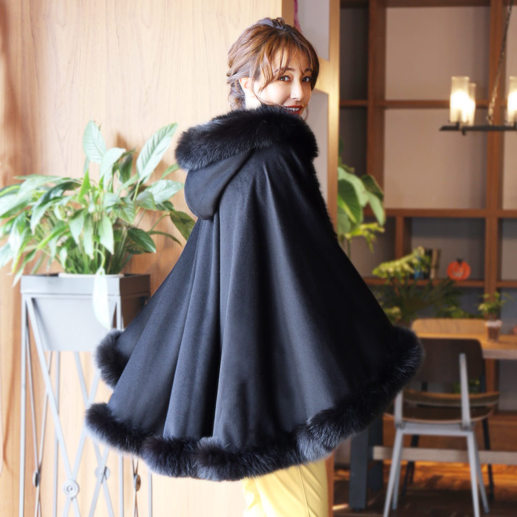 楽天市場】【10%offクーポン】カシミヤ ケープ SAGA フォックス ファー