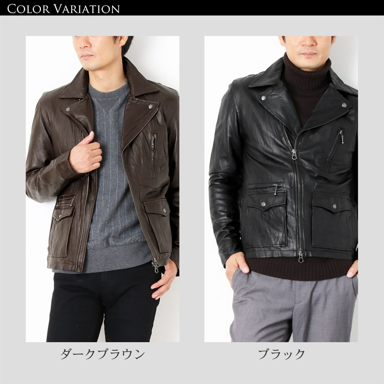 楽天市場】【28h限定10％off】ラムレザー ライダース ジャケット