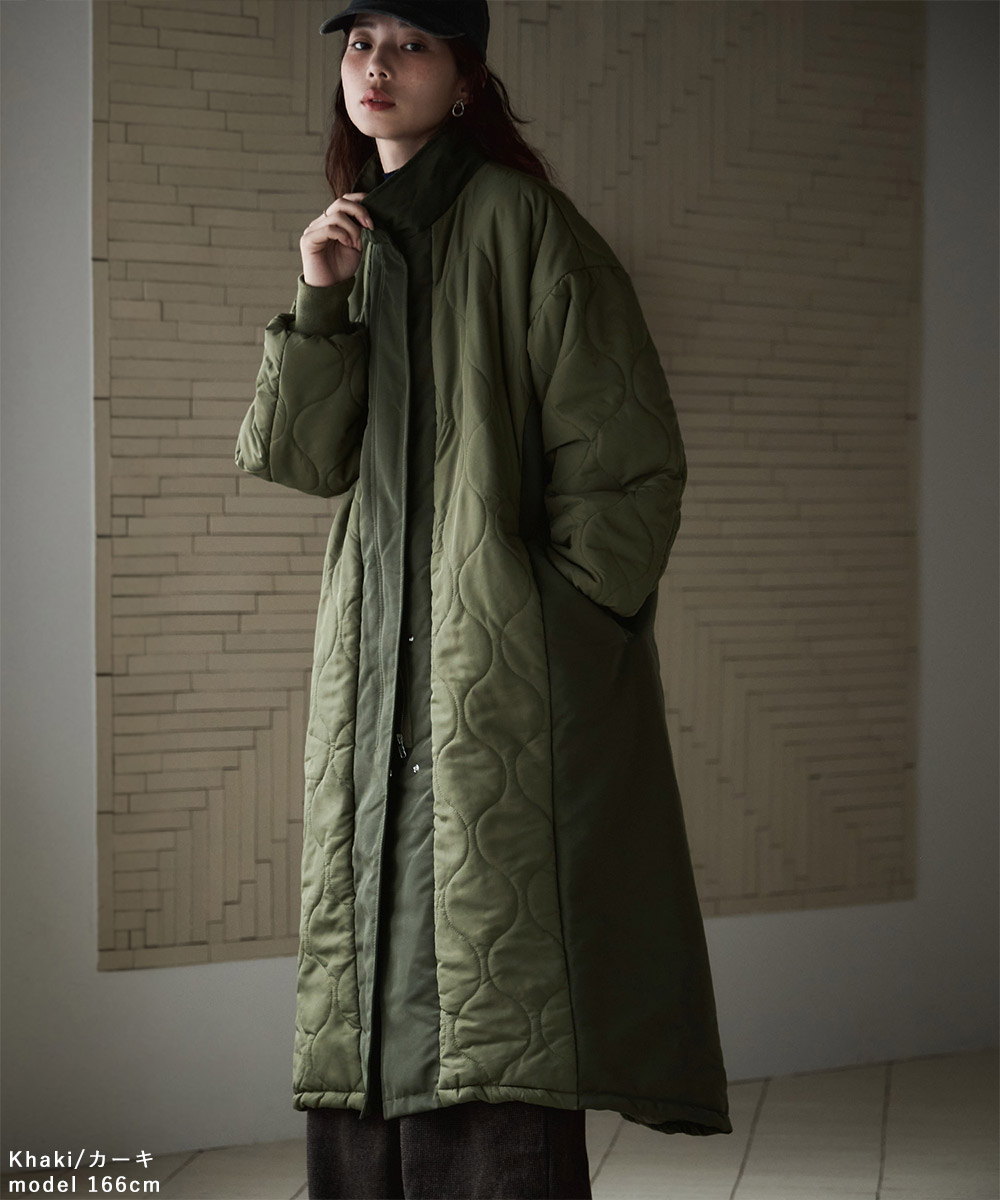 楽天市場】キルティング切替オフラインロングコート アウター コート