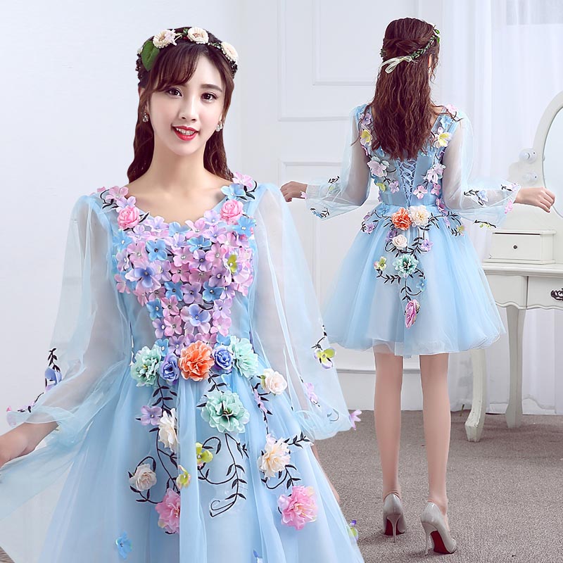 楽天市場】ミニドレス パーティードレス カラードレス 水色 結婚式