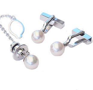 楽天市場】真珠 パール タイタック カフス セット あこや本真珠 7.5