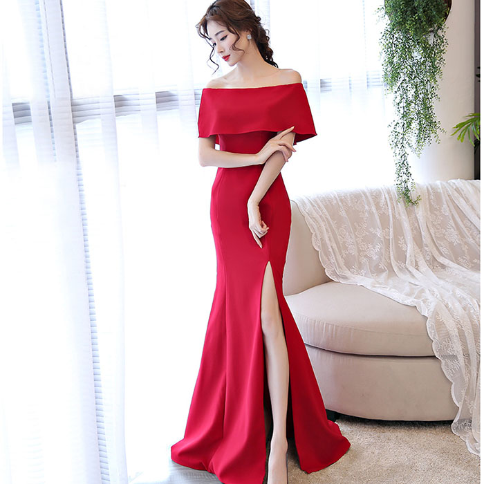 楽天市場】マーメイドドレス パーティードレス 赤 カラードレス 結婚式