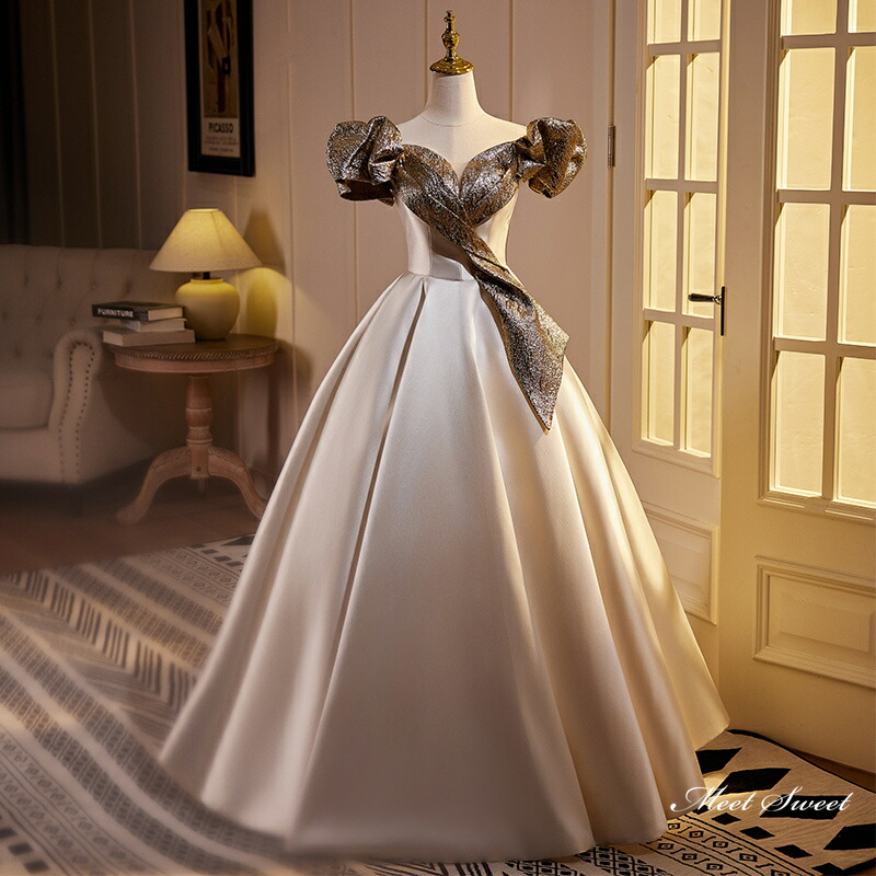 楽天市場】カラードレス ロングドレス プリンセスドレス シャンパン